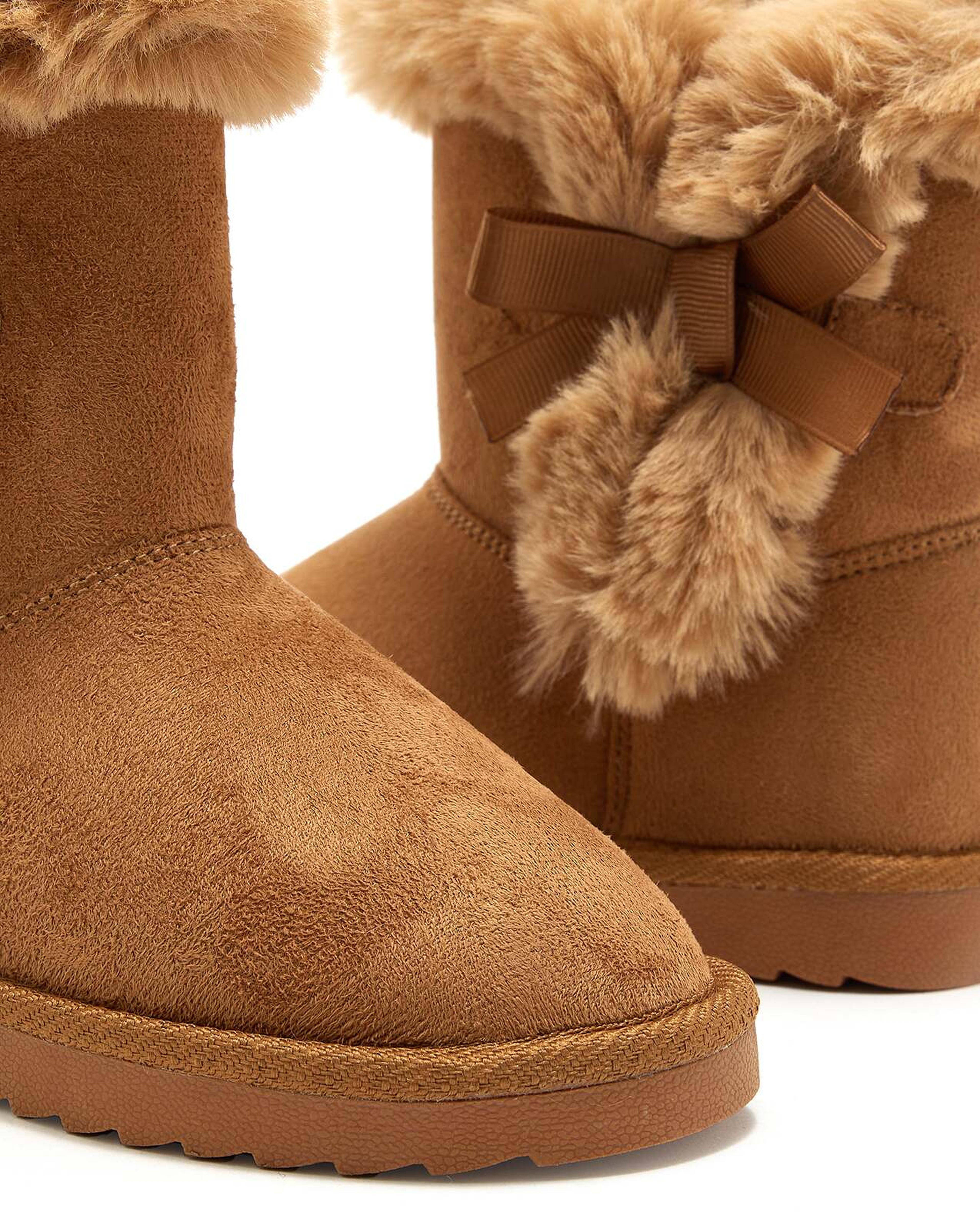 Furry Trim Ankle Boots