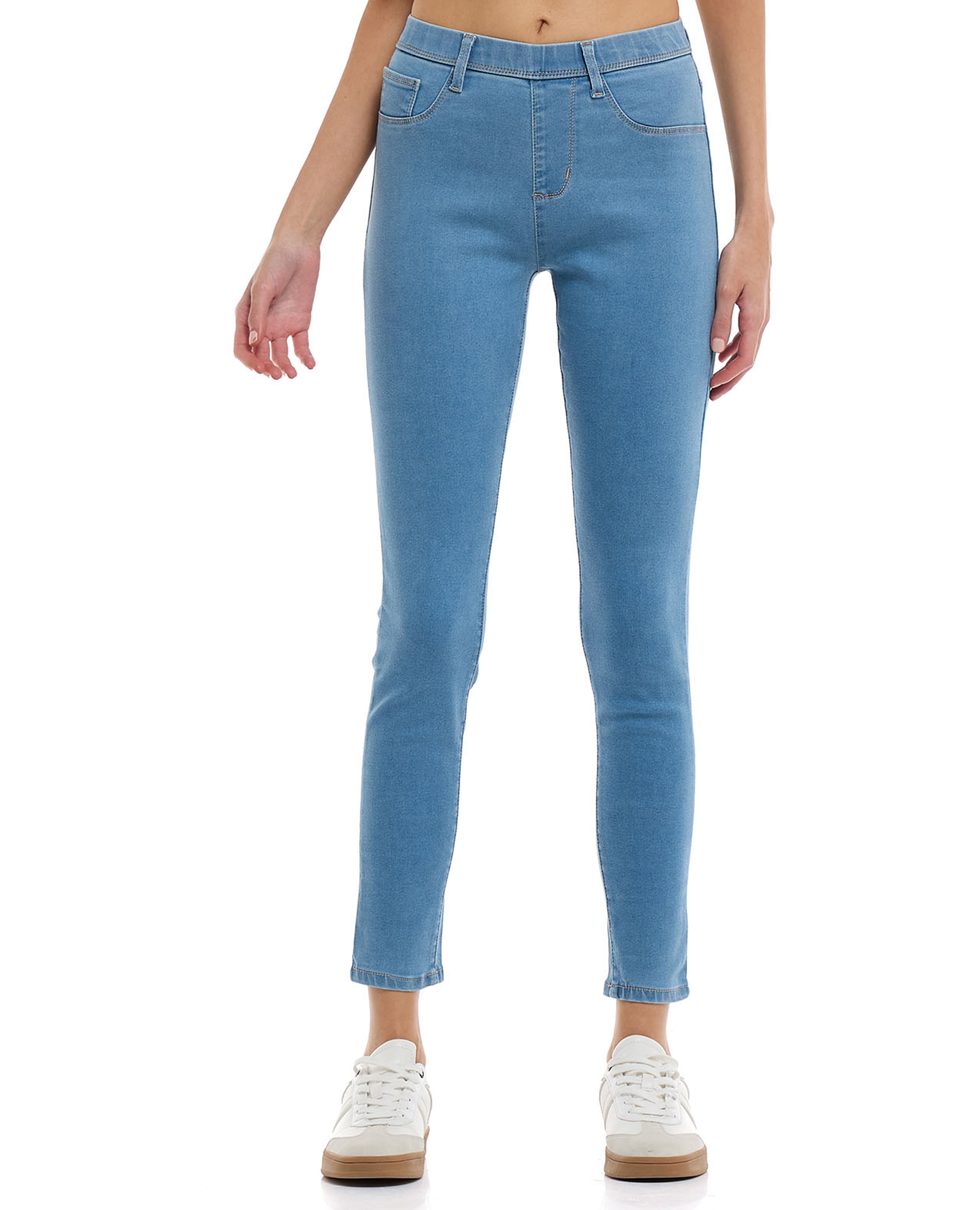 Solid Jeggings with Elastic Waist