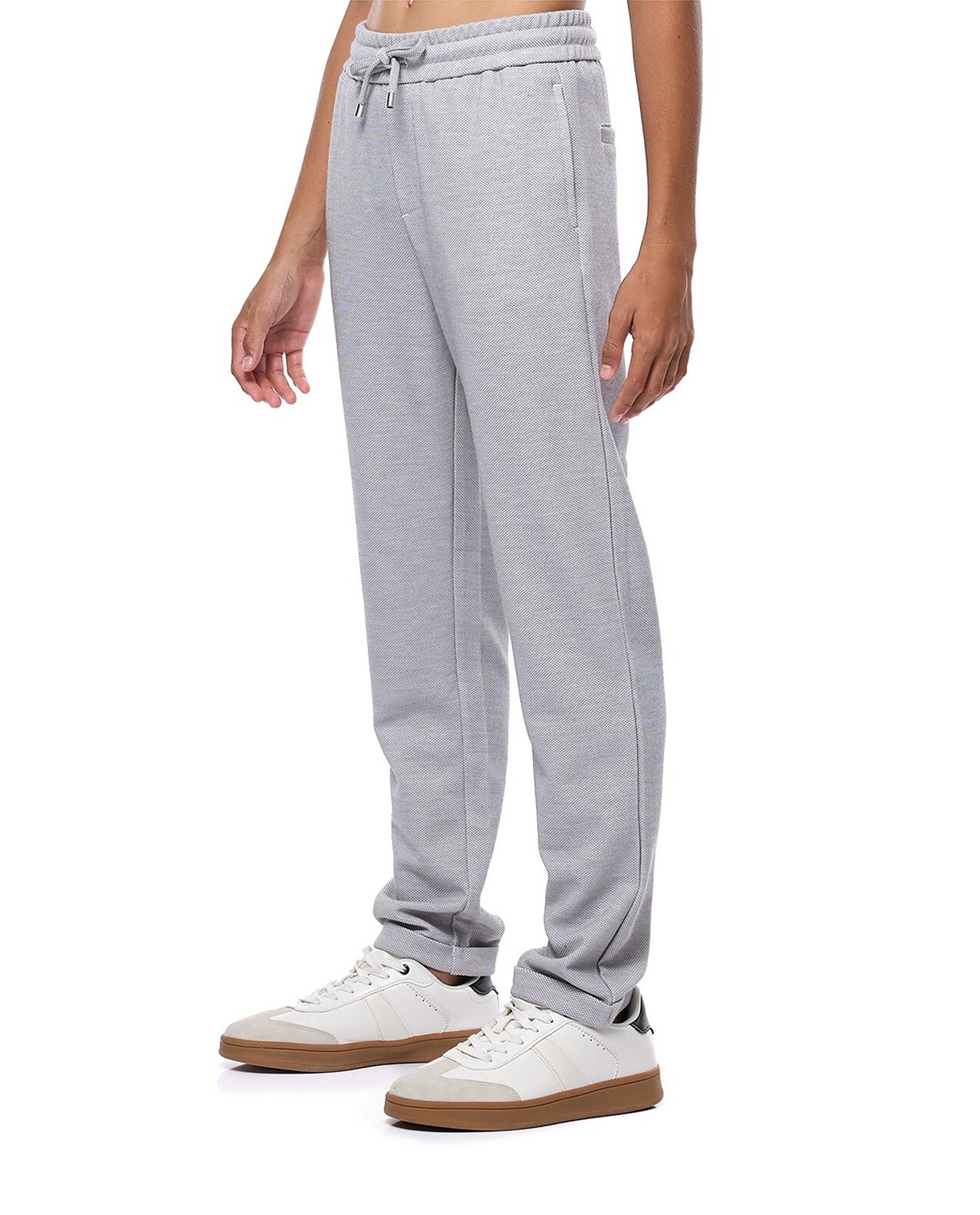 Textured Trousers with Drawstring Waist