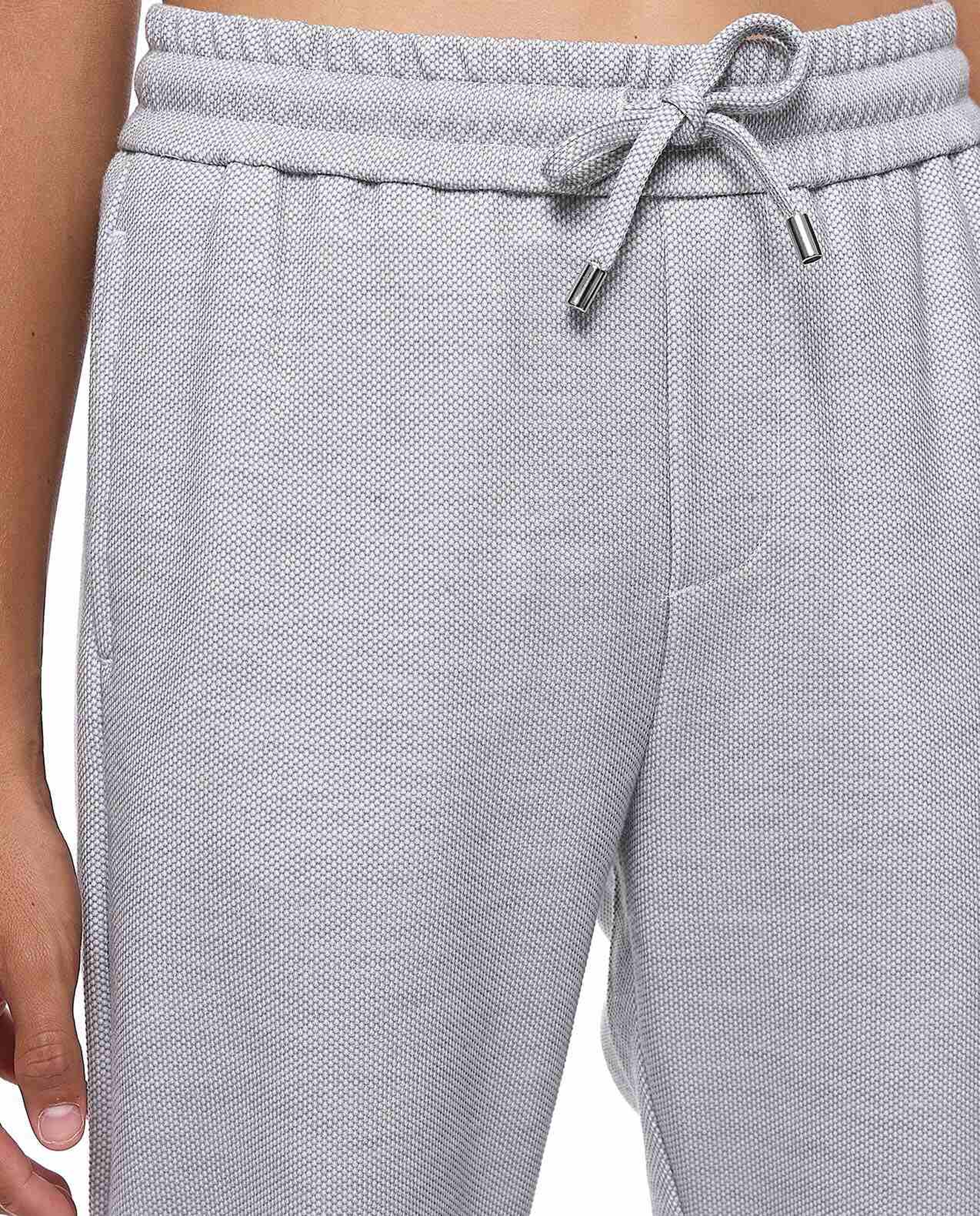 Textured Trousers with Drawstring Waist