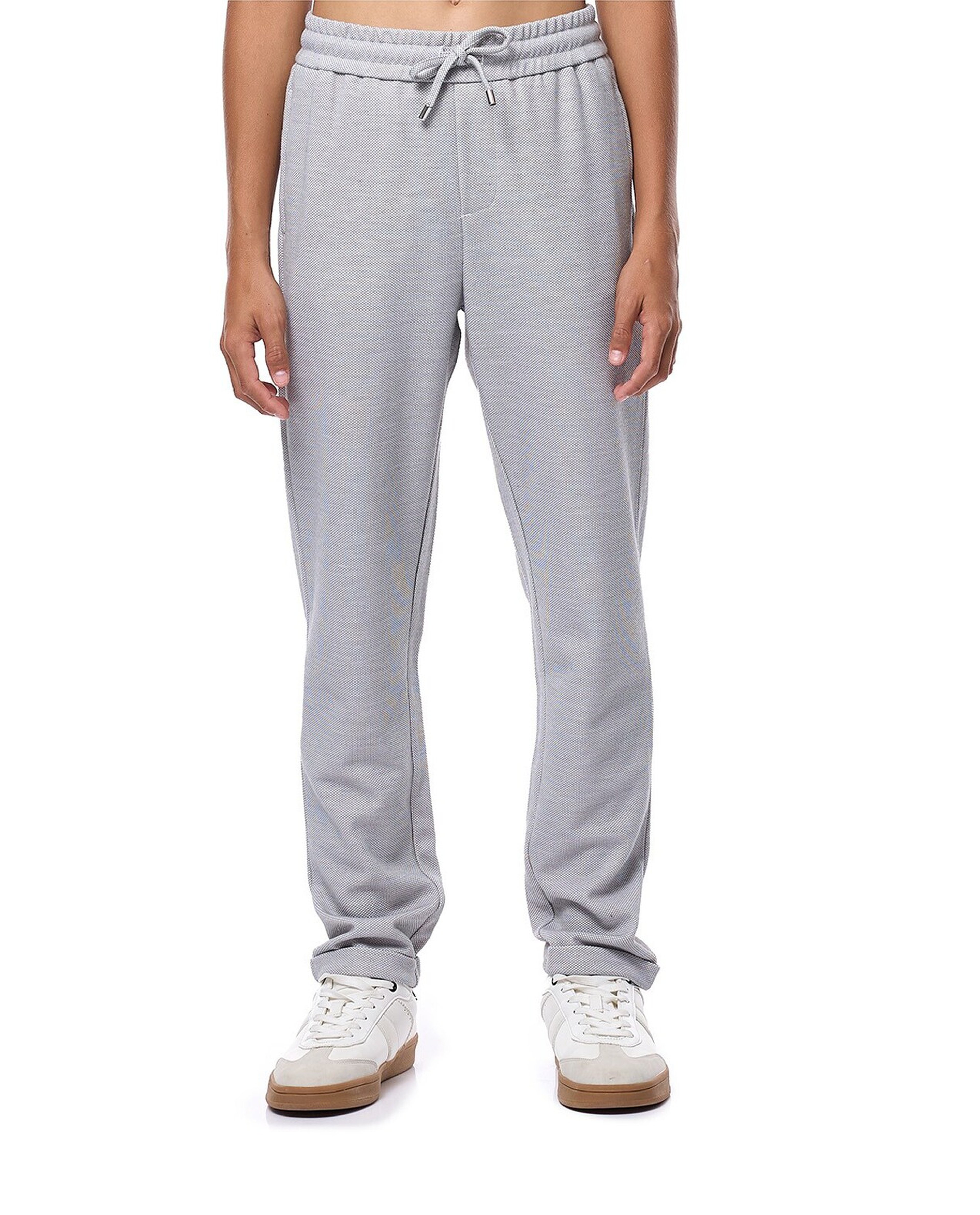 Textured Trousers with Drawstring Waist