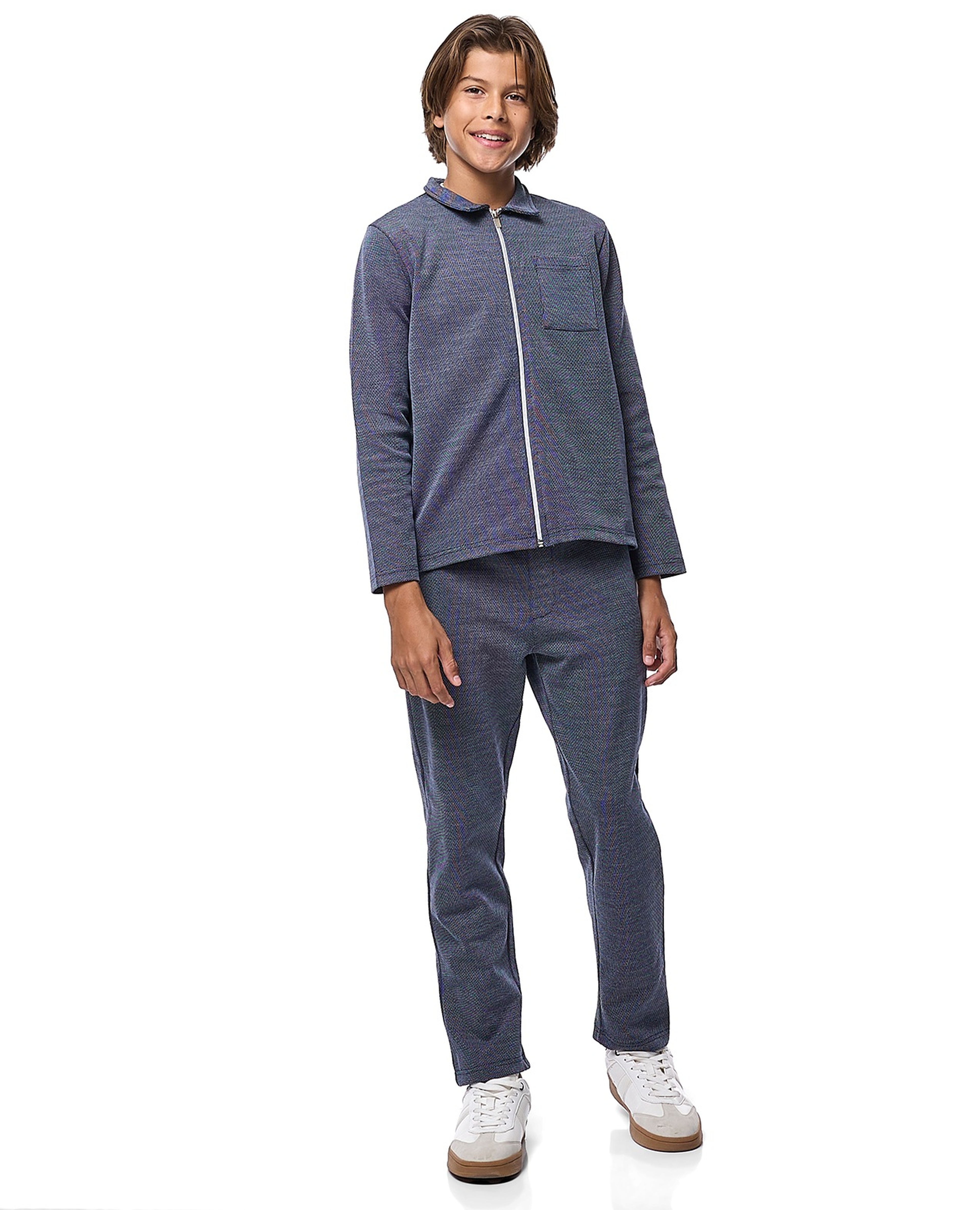 Textured Long Sleeves Clothing Set