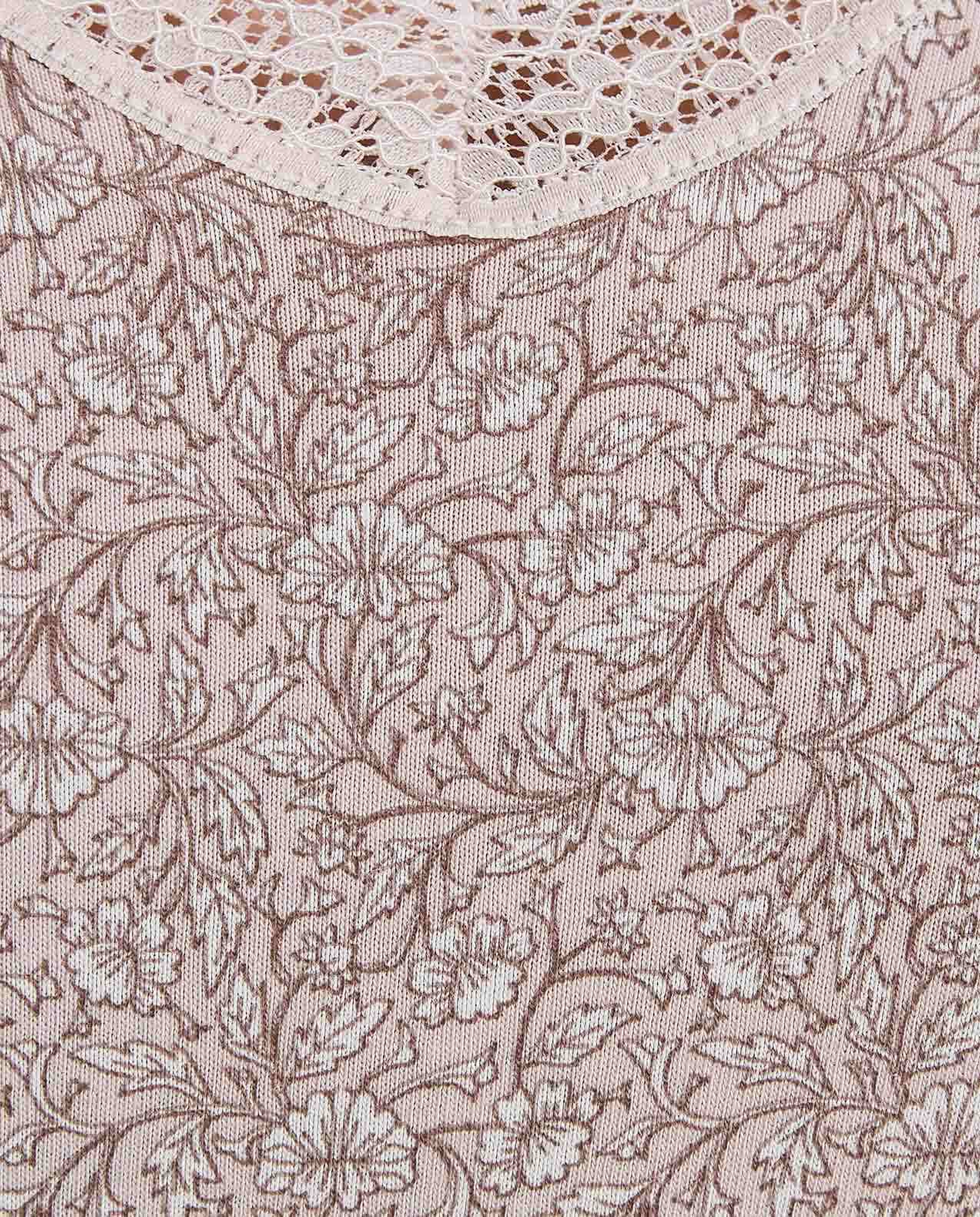 Printed Camisole with Lace Trim