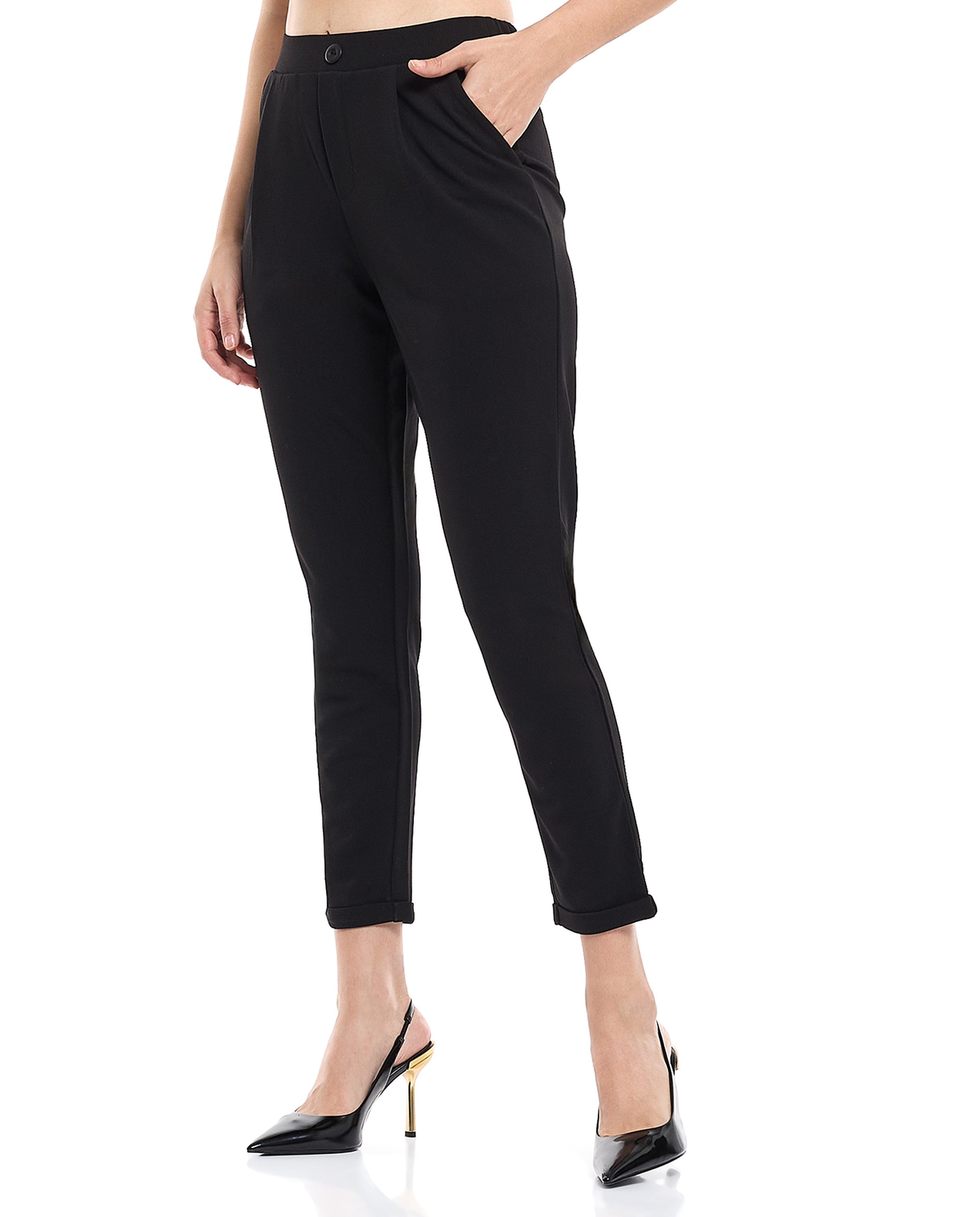 بنطال سادة بخصر مرن