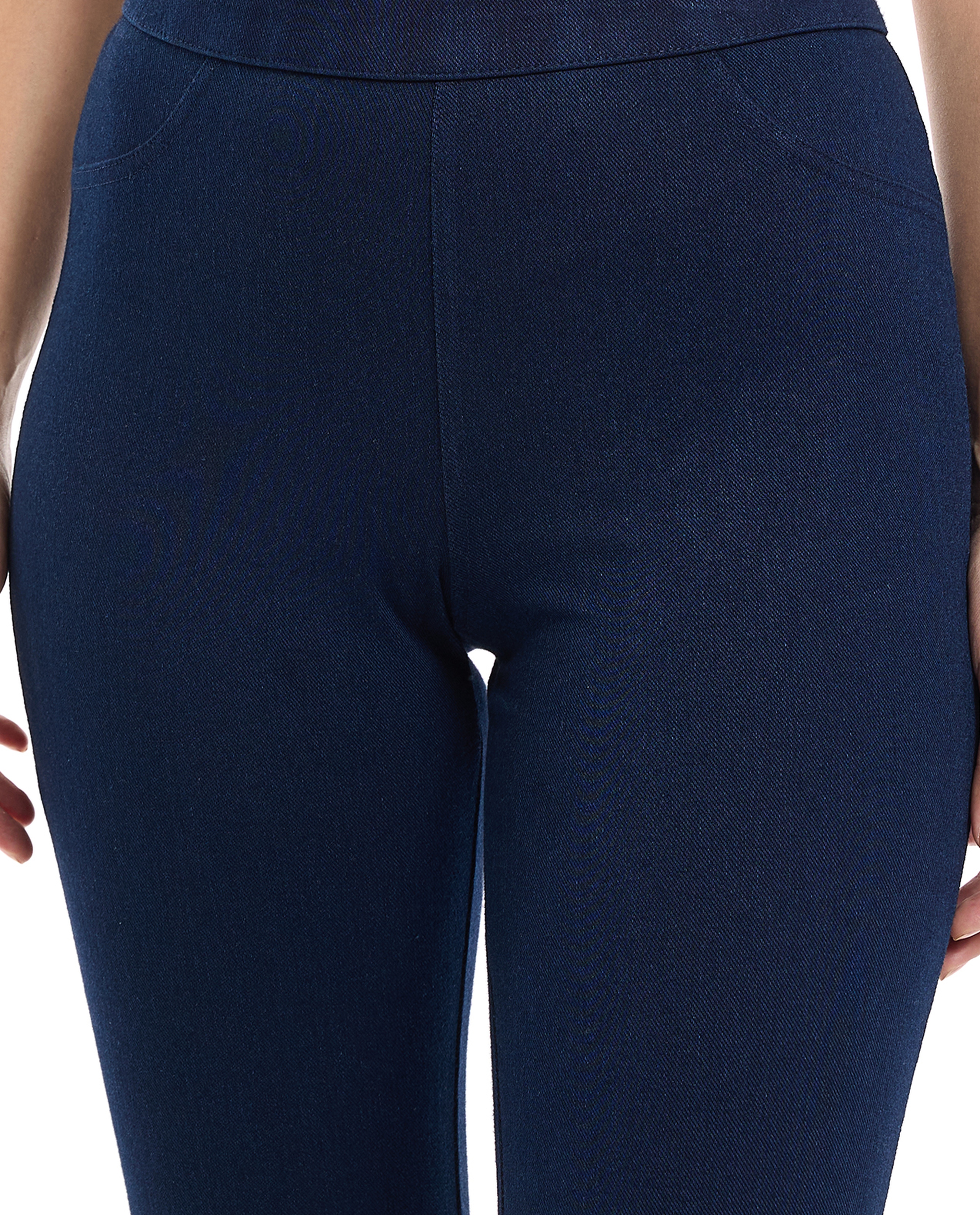 Washed Jeggings with Elastic Waist