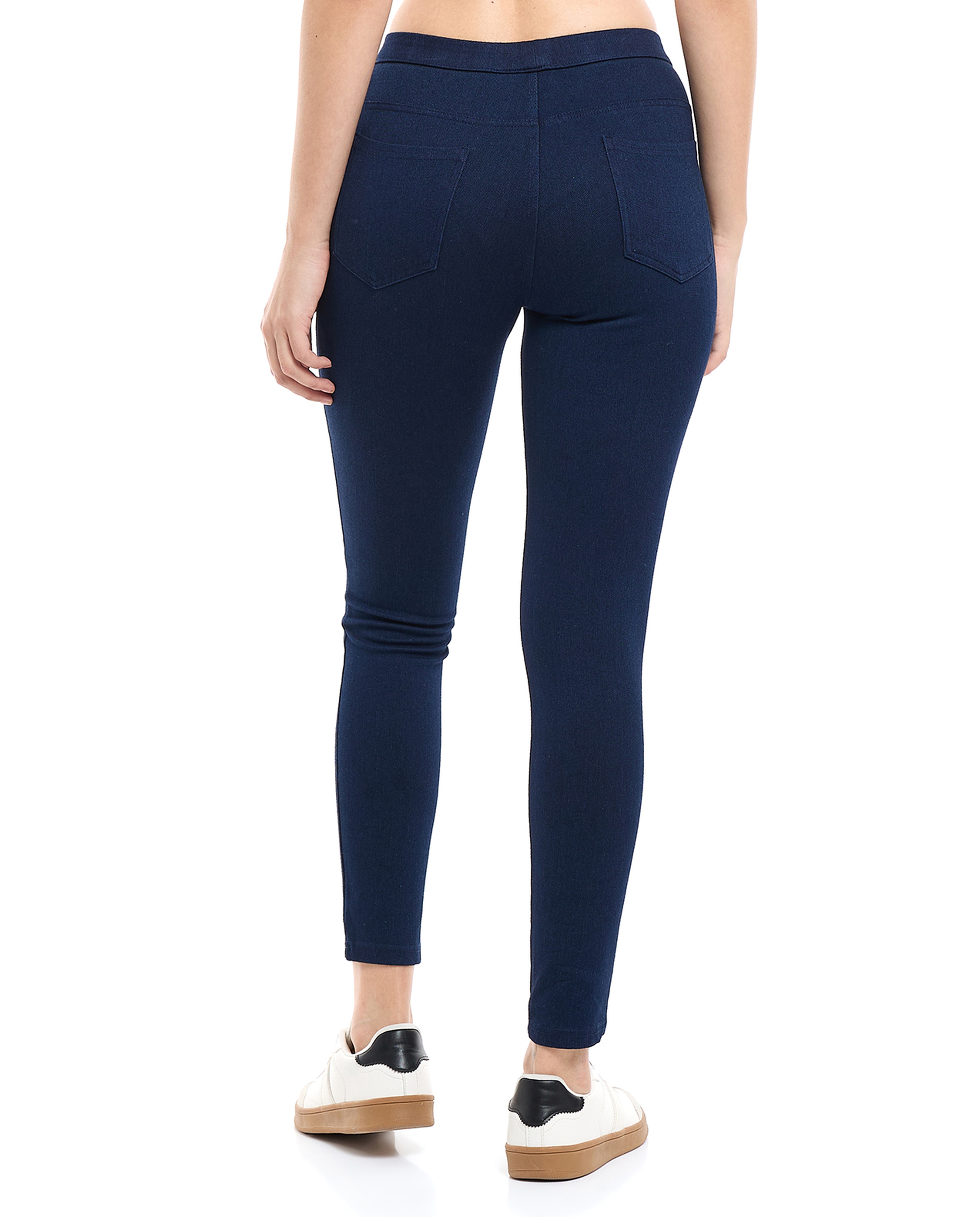 Washed Jeggings with Elastic Waist