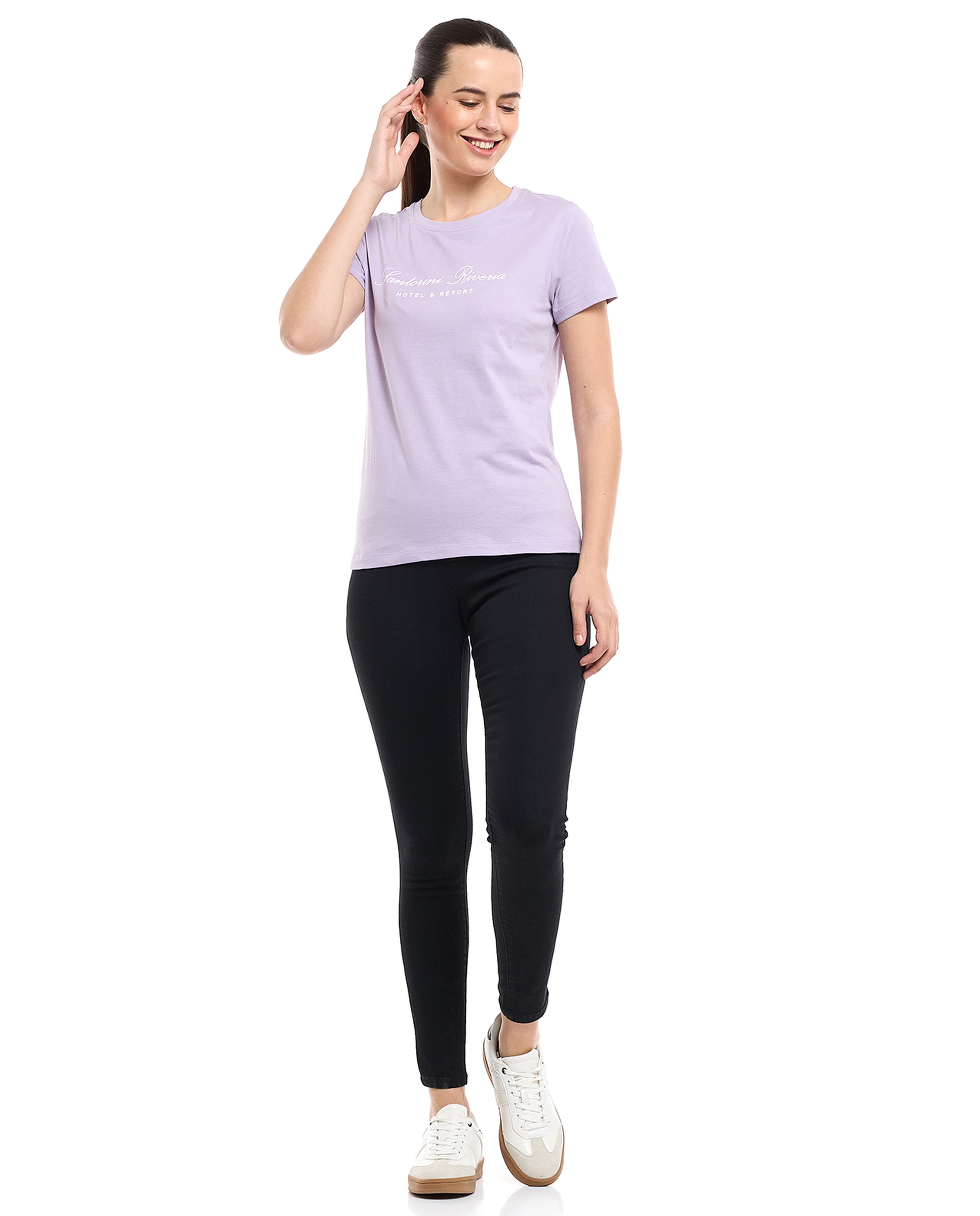 Printed T-Shirt with Crew Neck and Short Sleeves