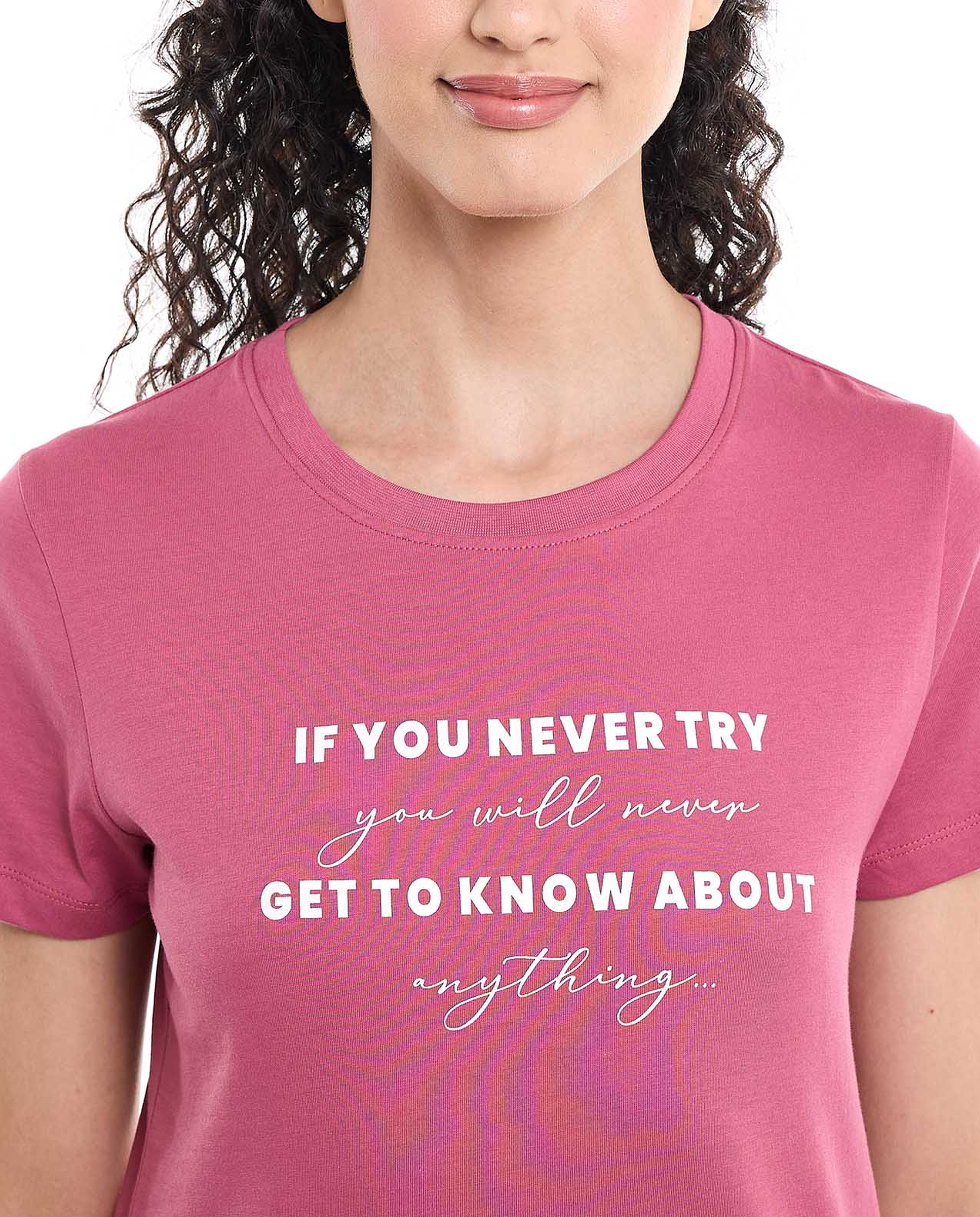 Typography Print T-Shirt with Crew Neck and Short Sleeves