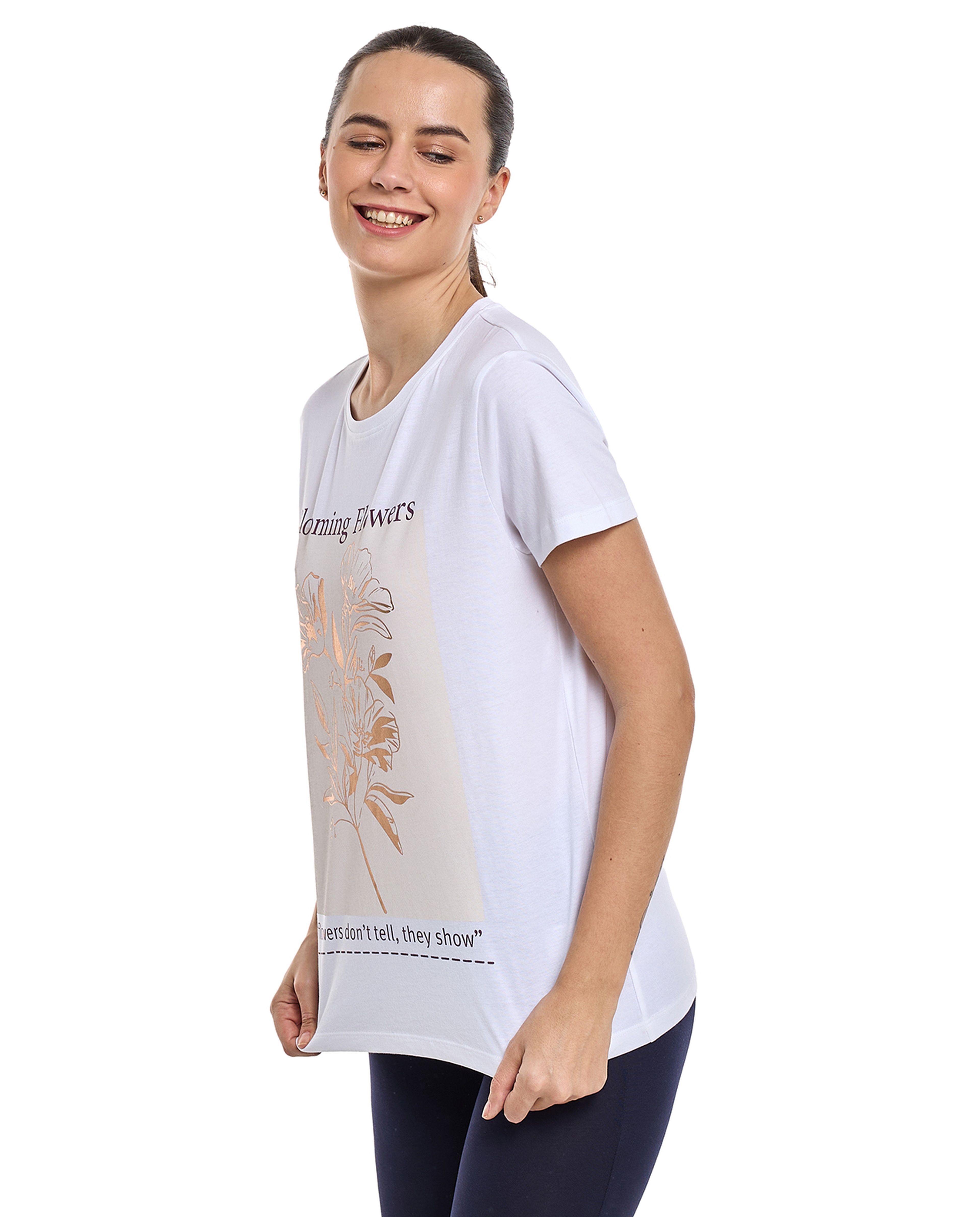 Graphic Print T-Shirt with Crew Neck and Short Sleeves