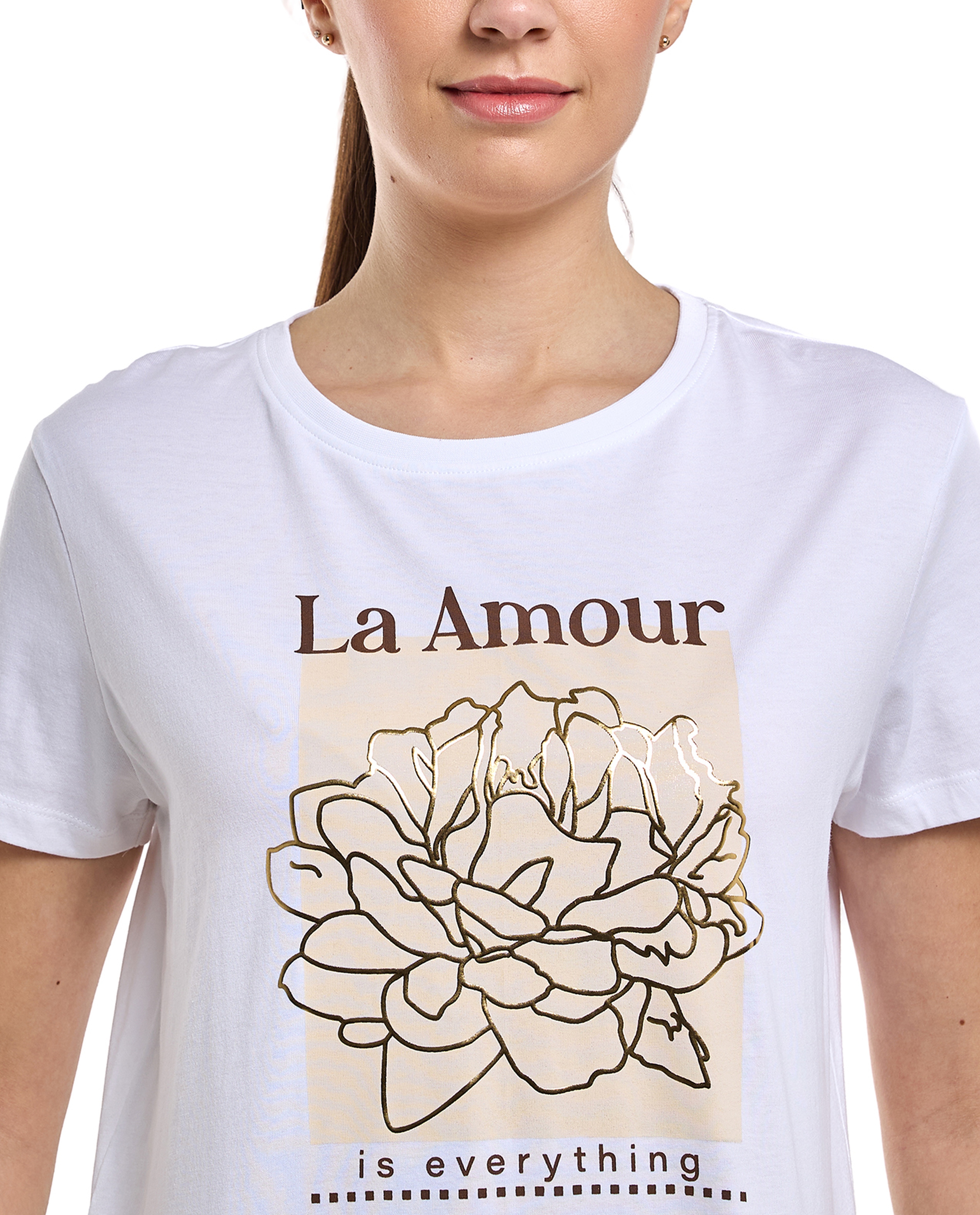 Graphic Print T-Shirt with Crew Neck and Short Sleeves