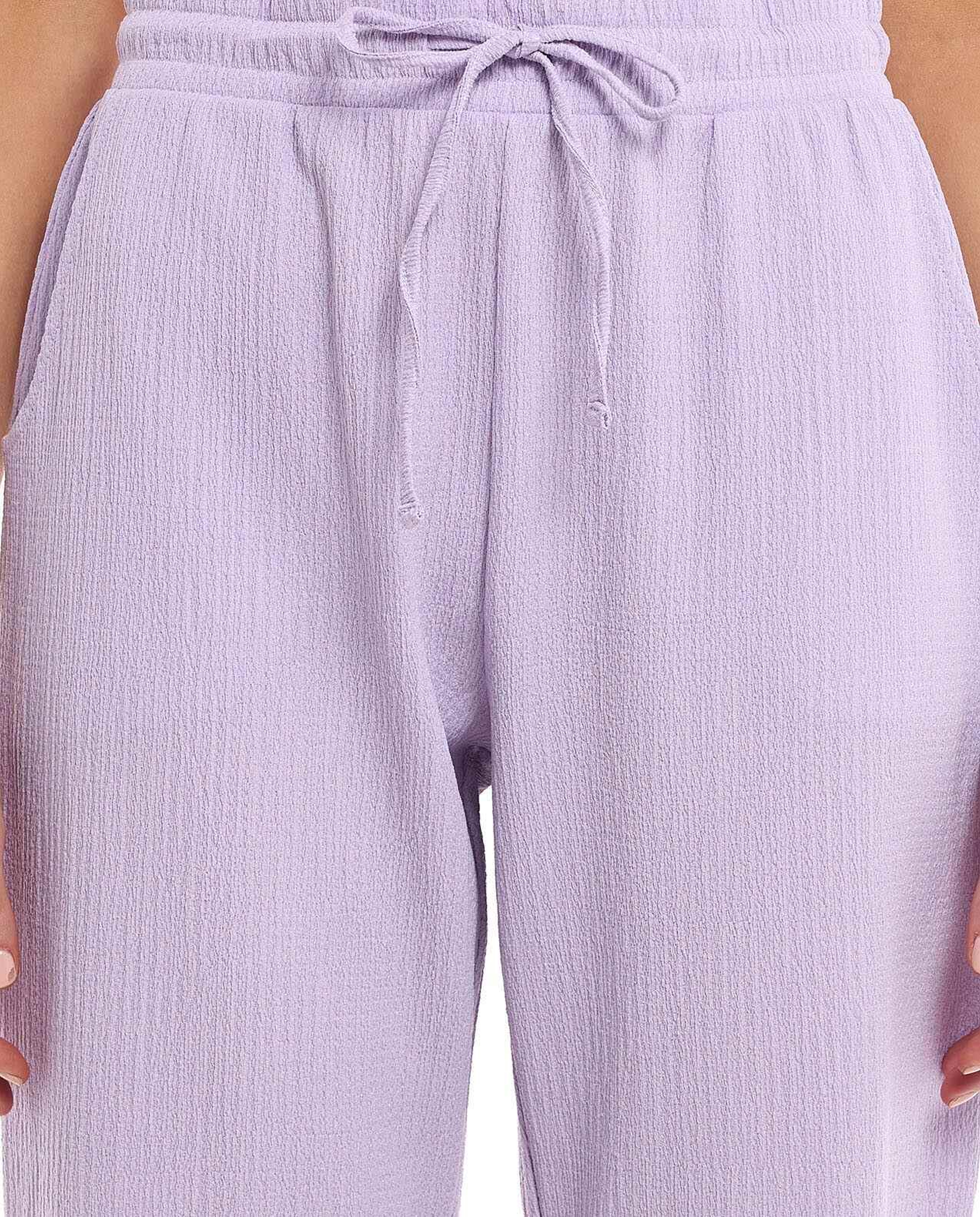 Textured Pants with Drawstring Waist