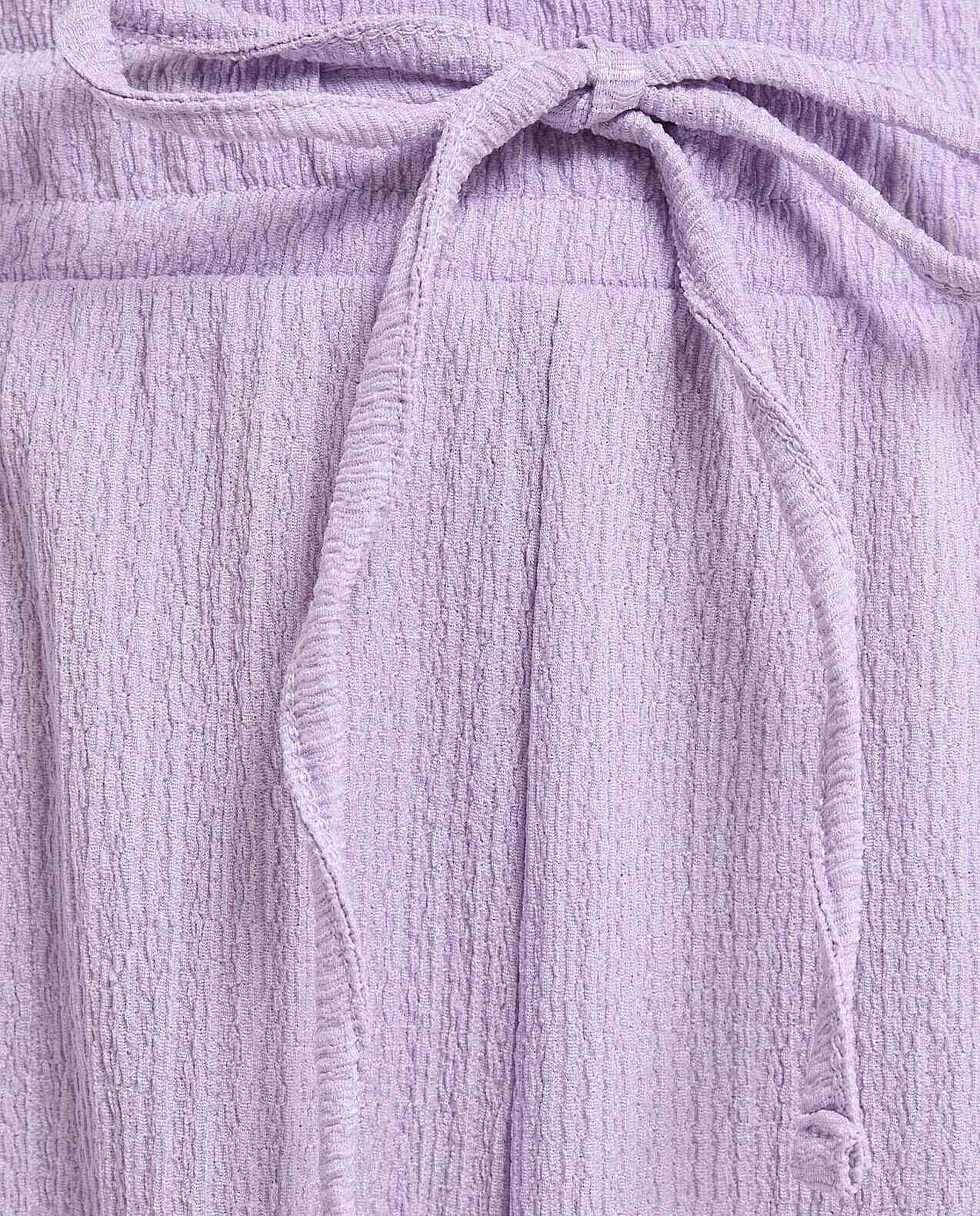Textured Pants with Drawstring Waist