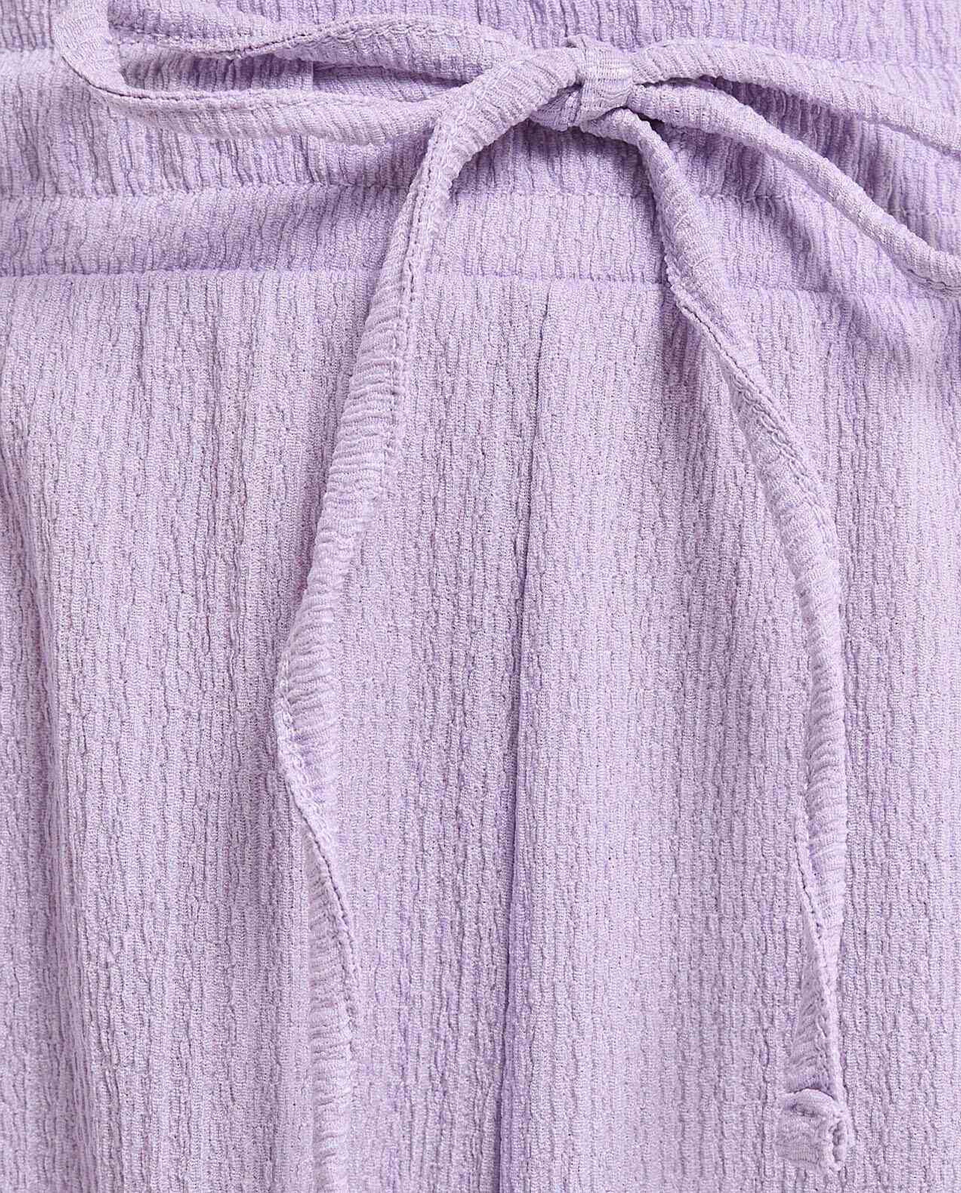 Textured Pants with Drawstring Waist