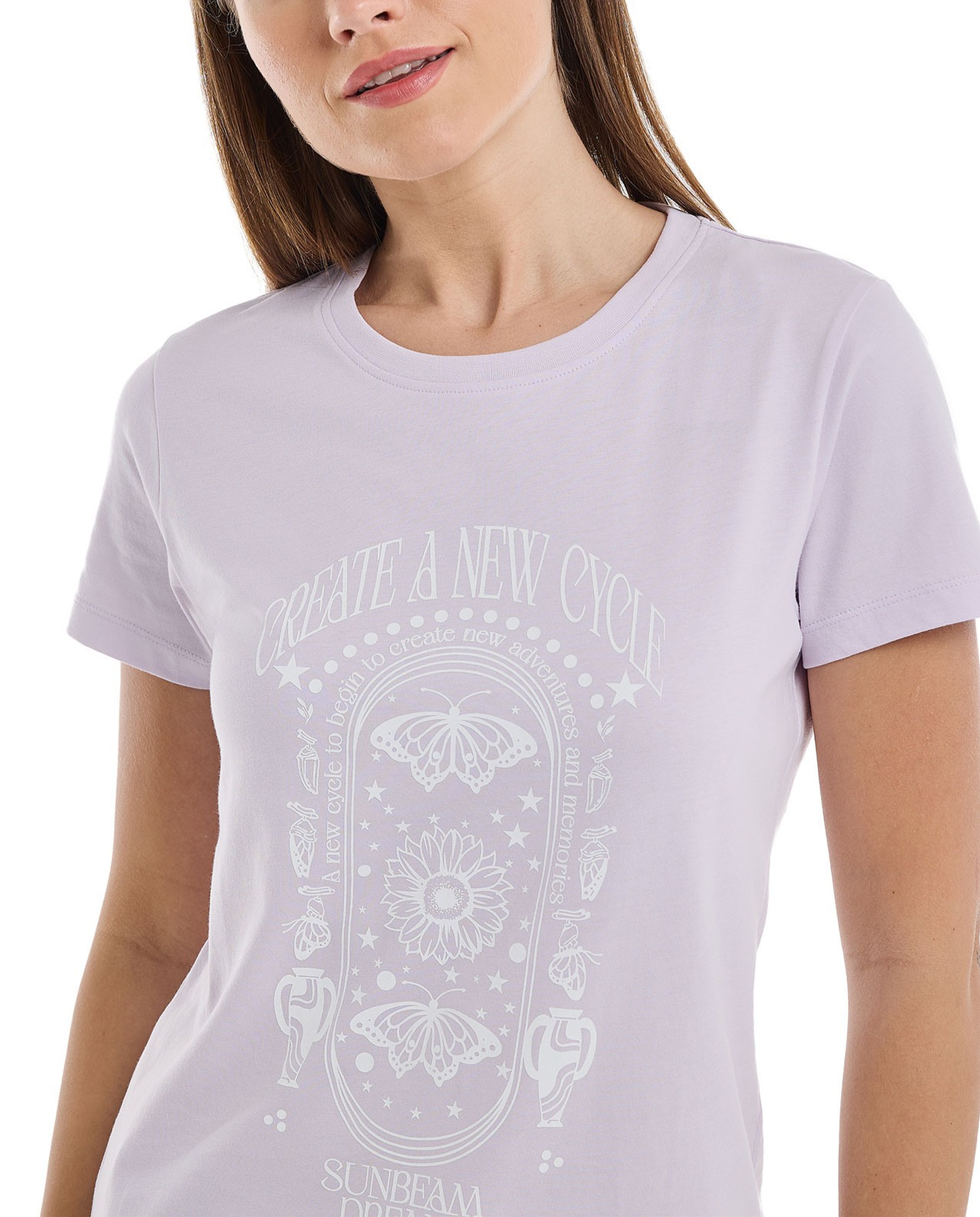 Graphic Print T-Shirt with Crew Neck and Short Sleeves