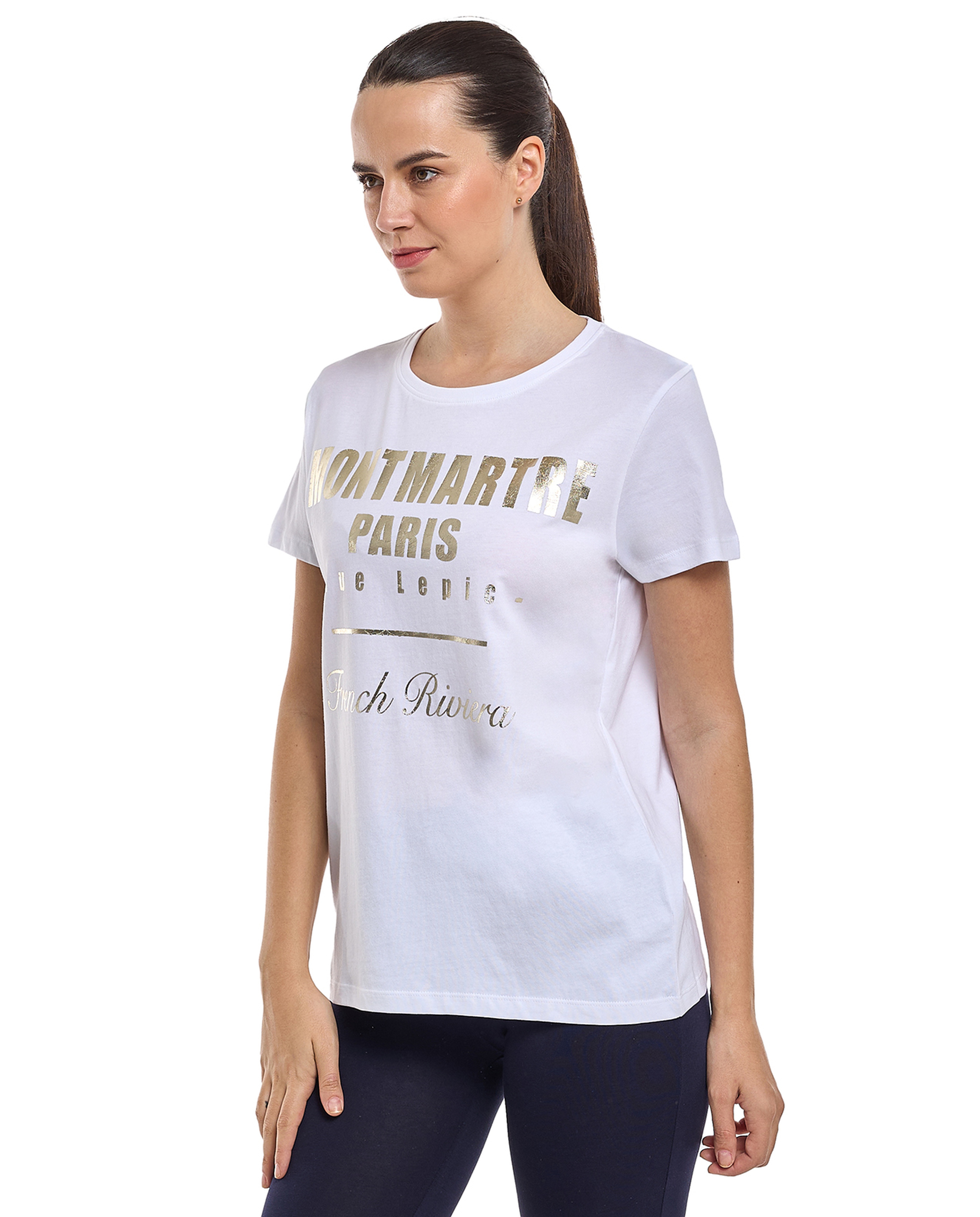 Printed T-Shirt with Crew Neck and Short Sleeves