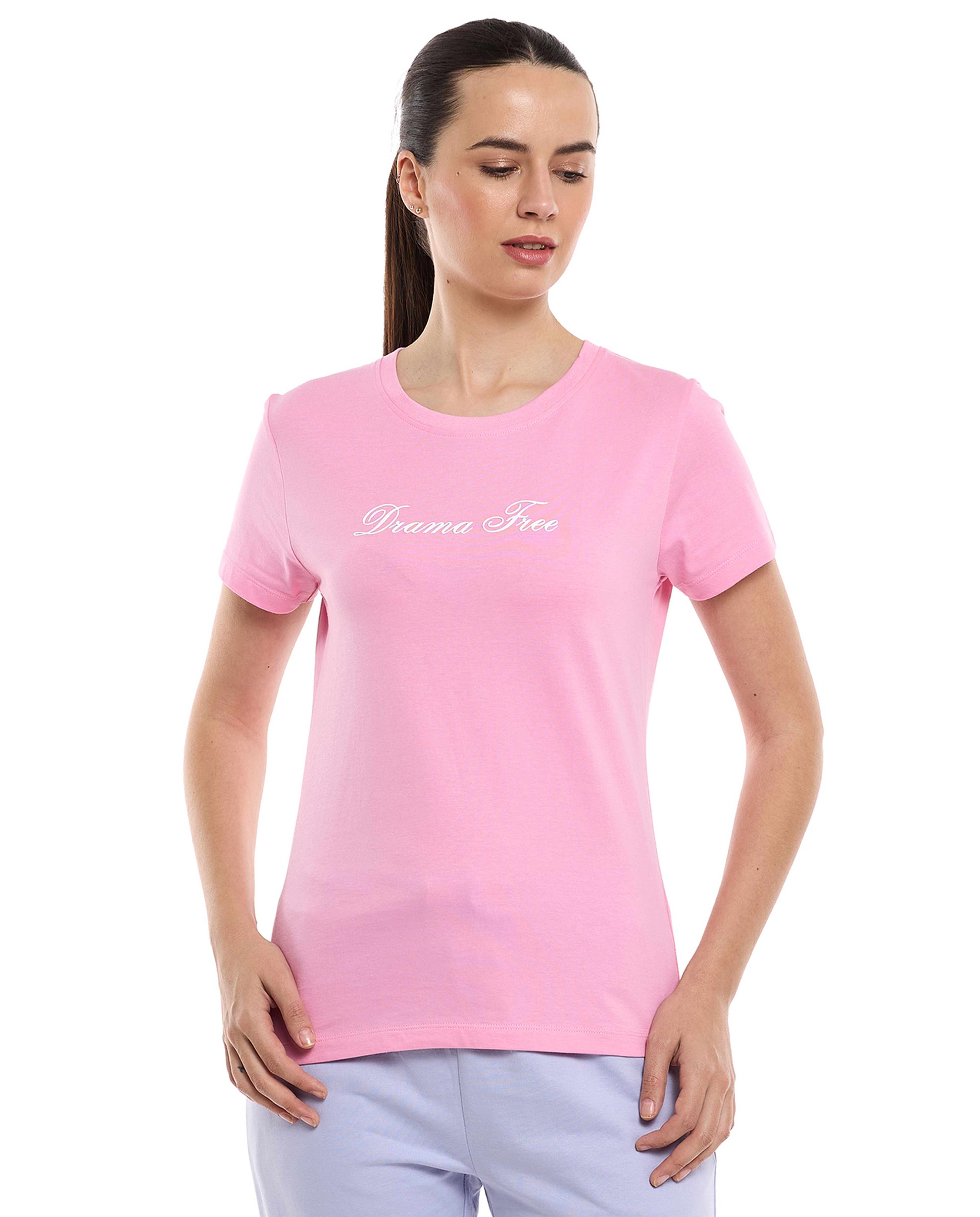 Typography Print T-Shirt with Crew Neck and Short Sleeves