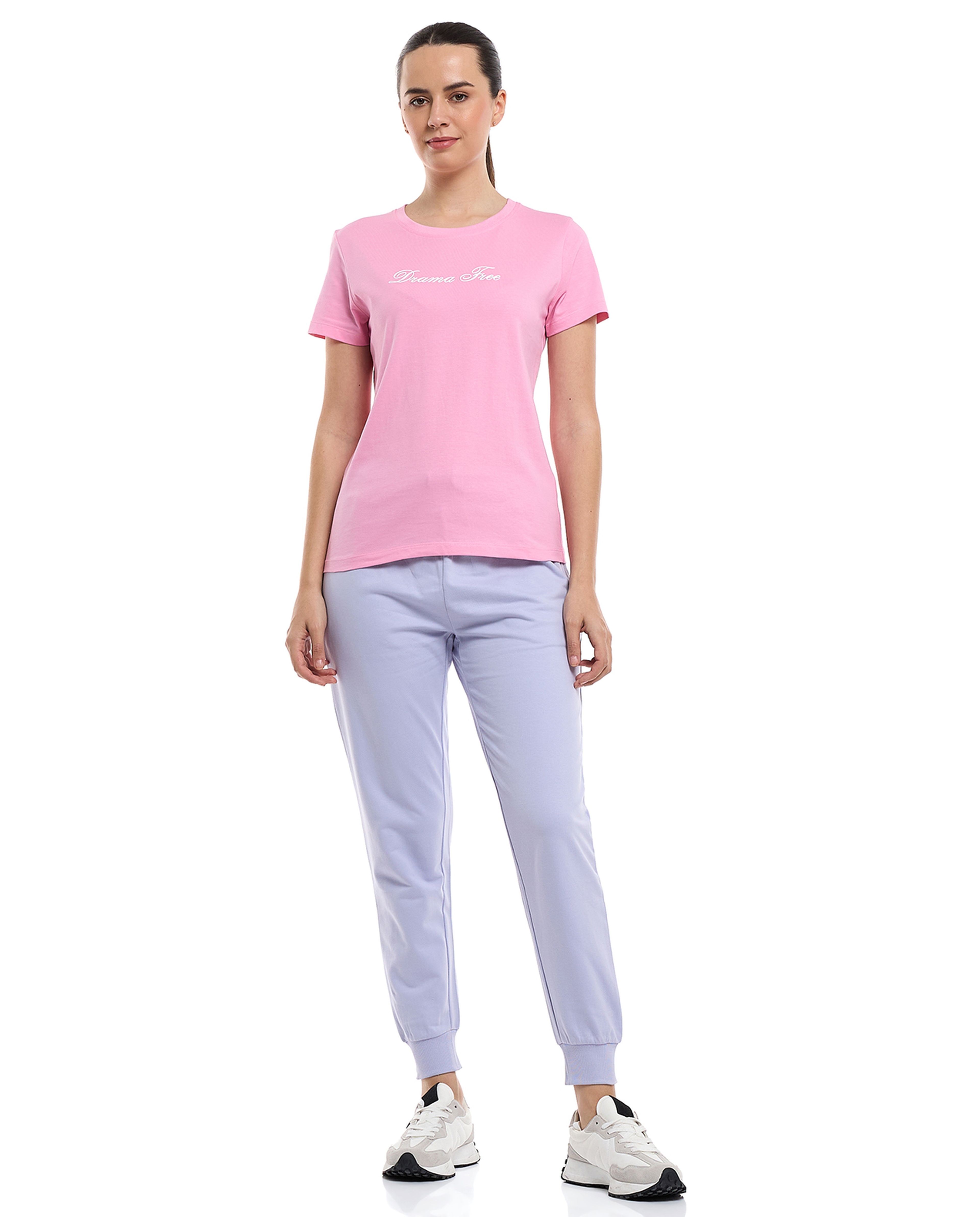 Typography Print T-Shirt with Crew Neck and Short Sleeves