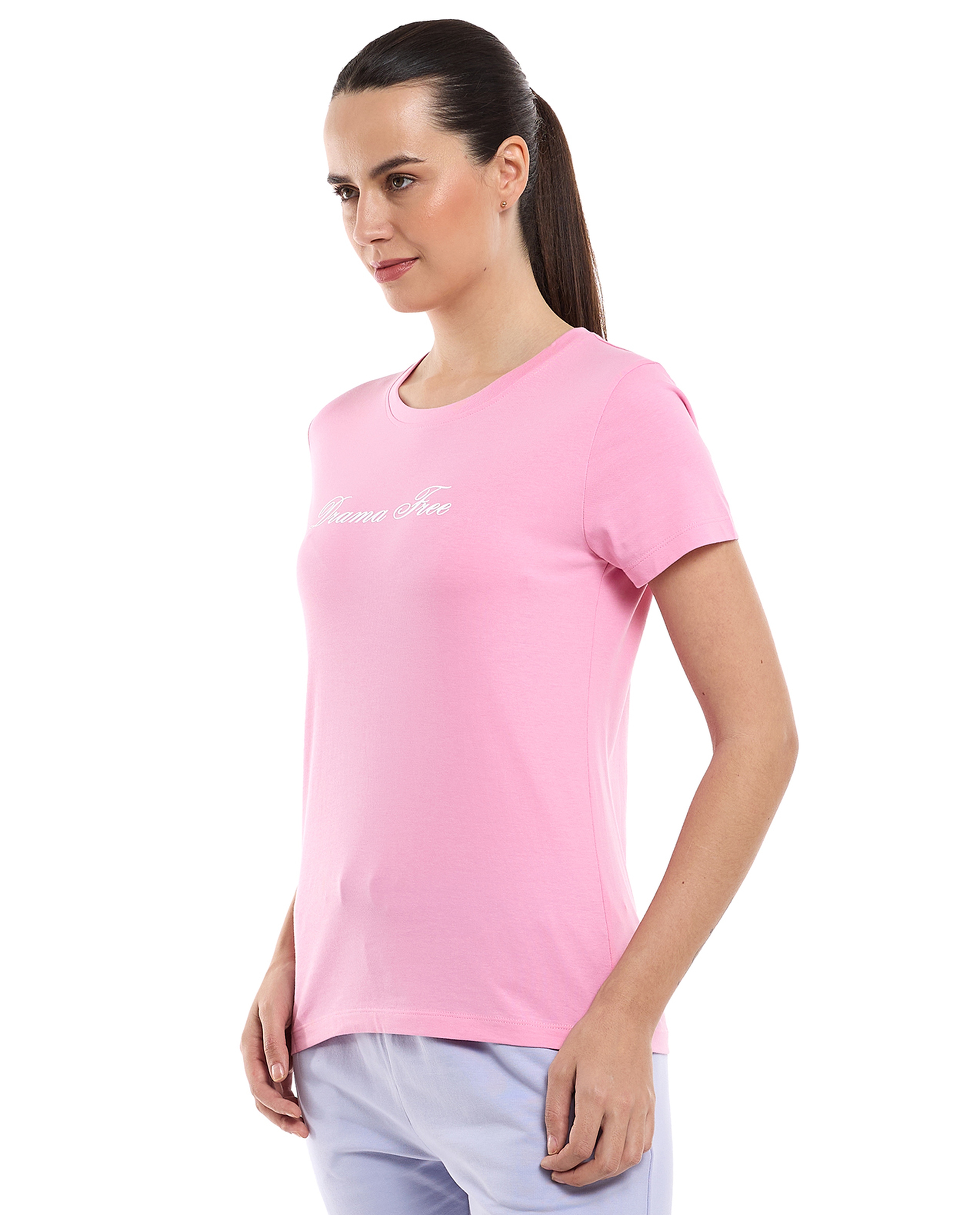 Typography Print T-Shirt with Crew Neck and Short Sleeves