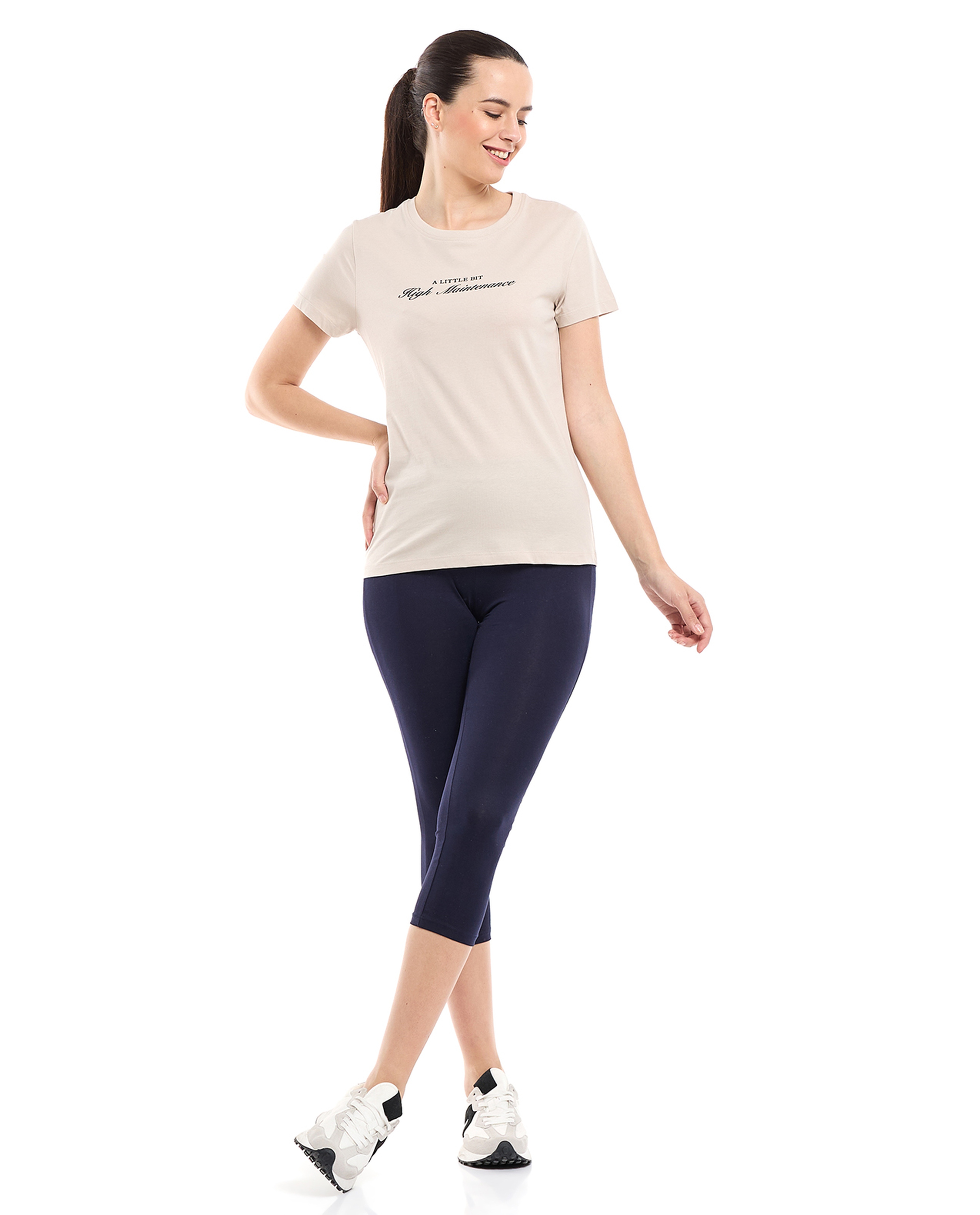 Typography Print T-Shirt with Crew Neck and Short Sleeves