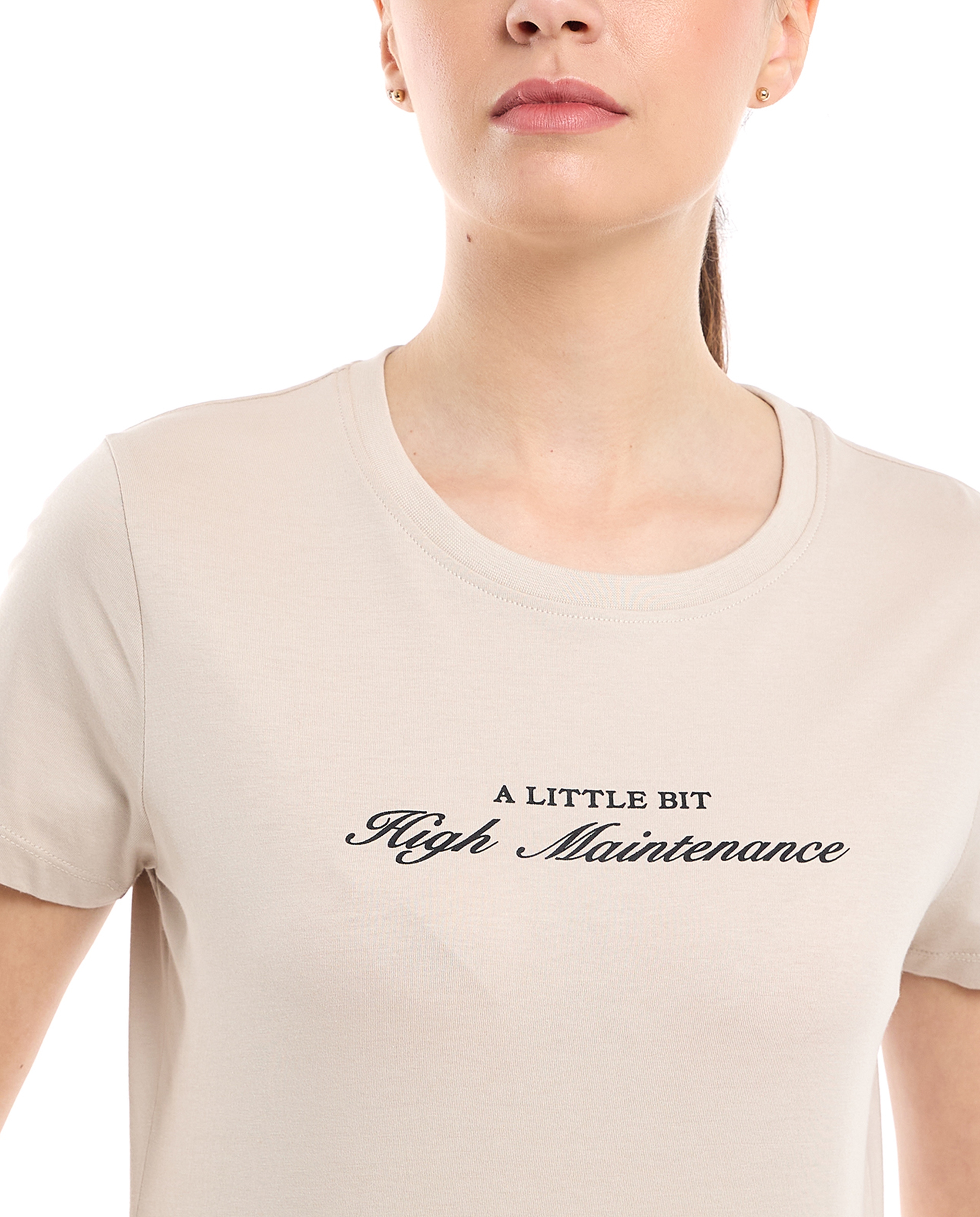 Typography Print T-Shirt with Crew Neck and Short Sleeves