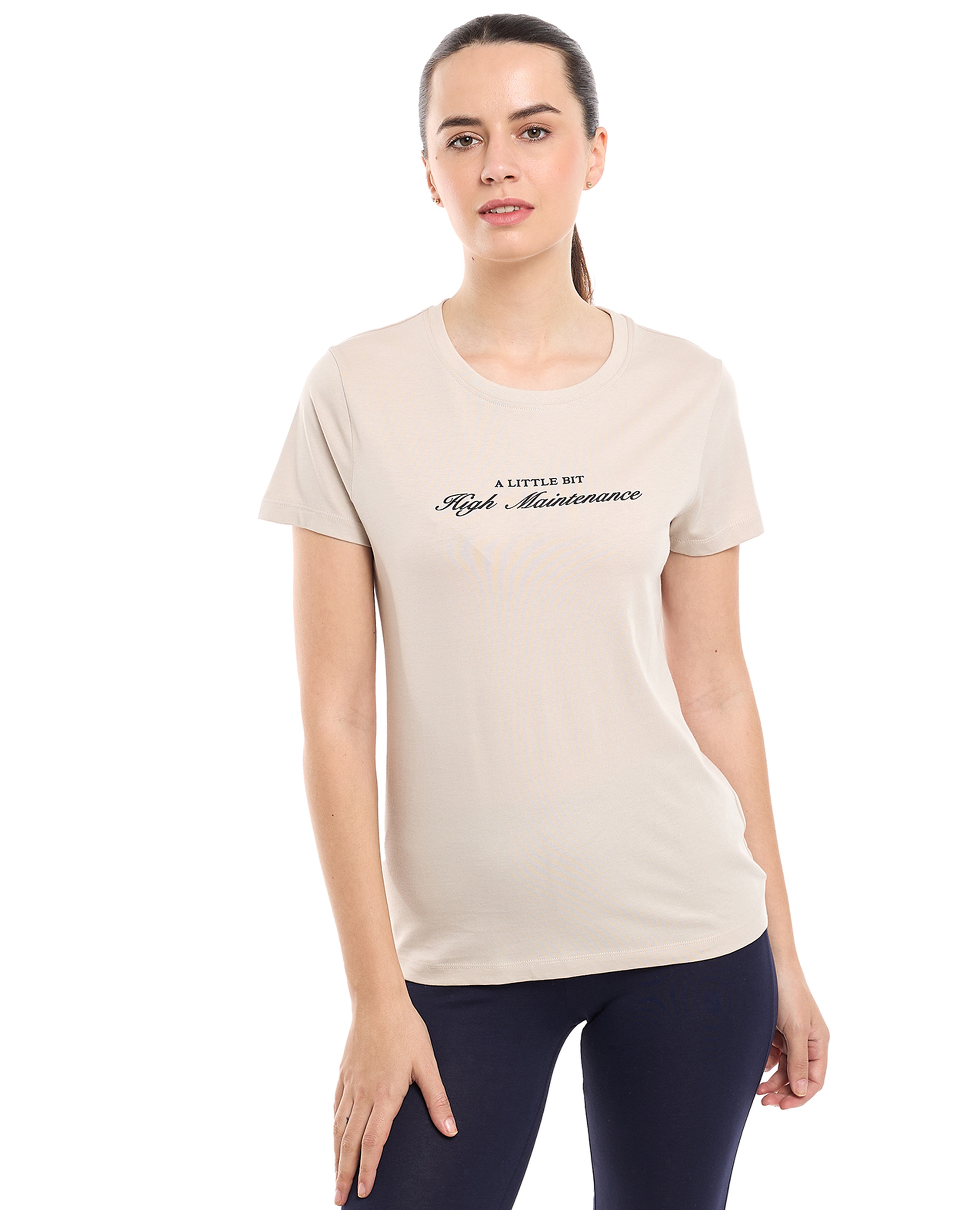 Typography Print T-Shirt with Crew Neck and Short Sleeves