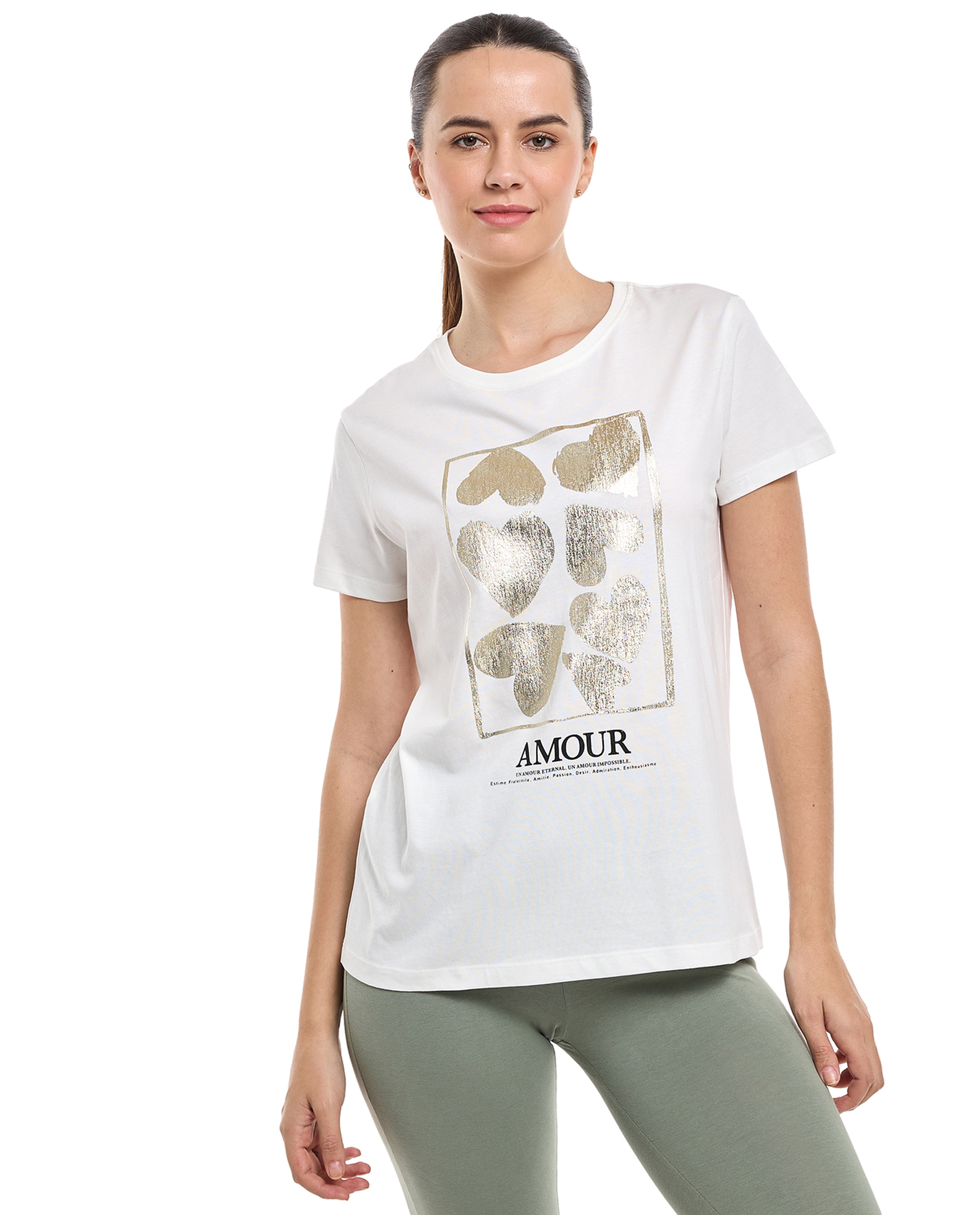 Printed T-Shirt with Crew Neck and Short Sleeves
