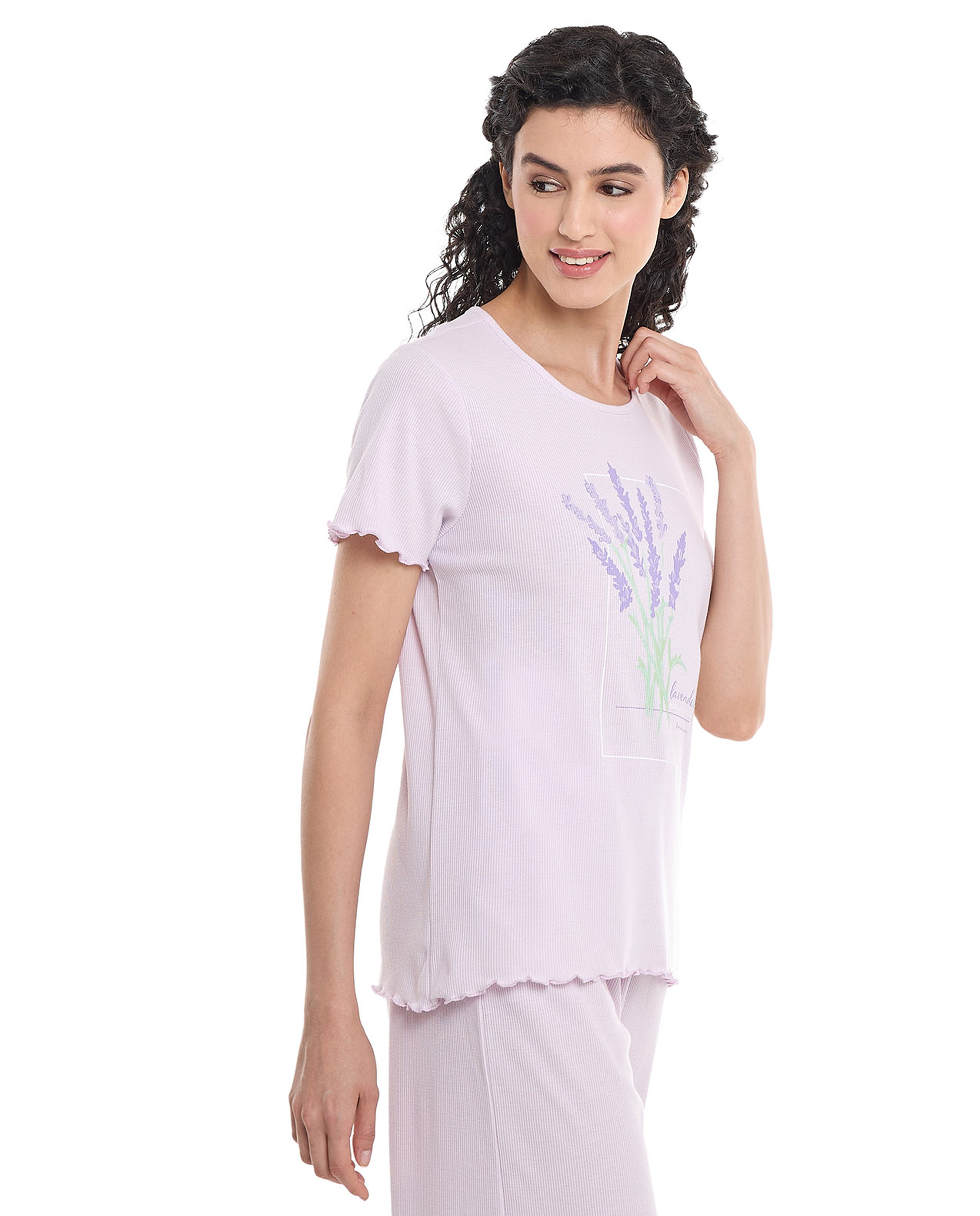 Printed Sleep Top with Short Sleeves