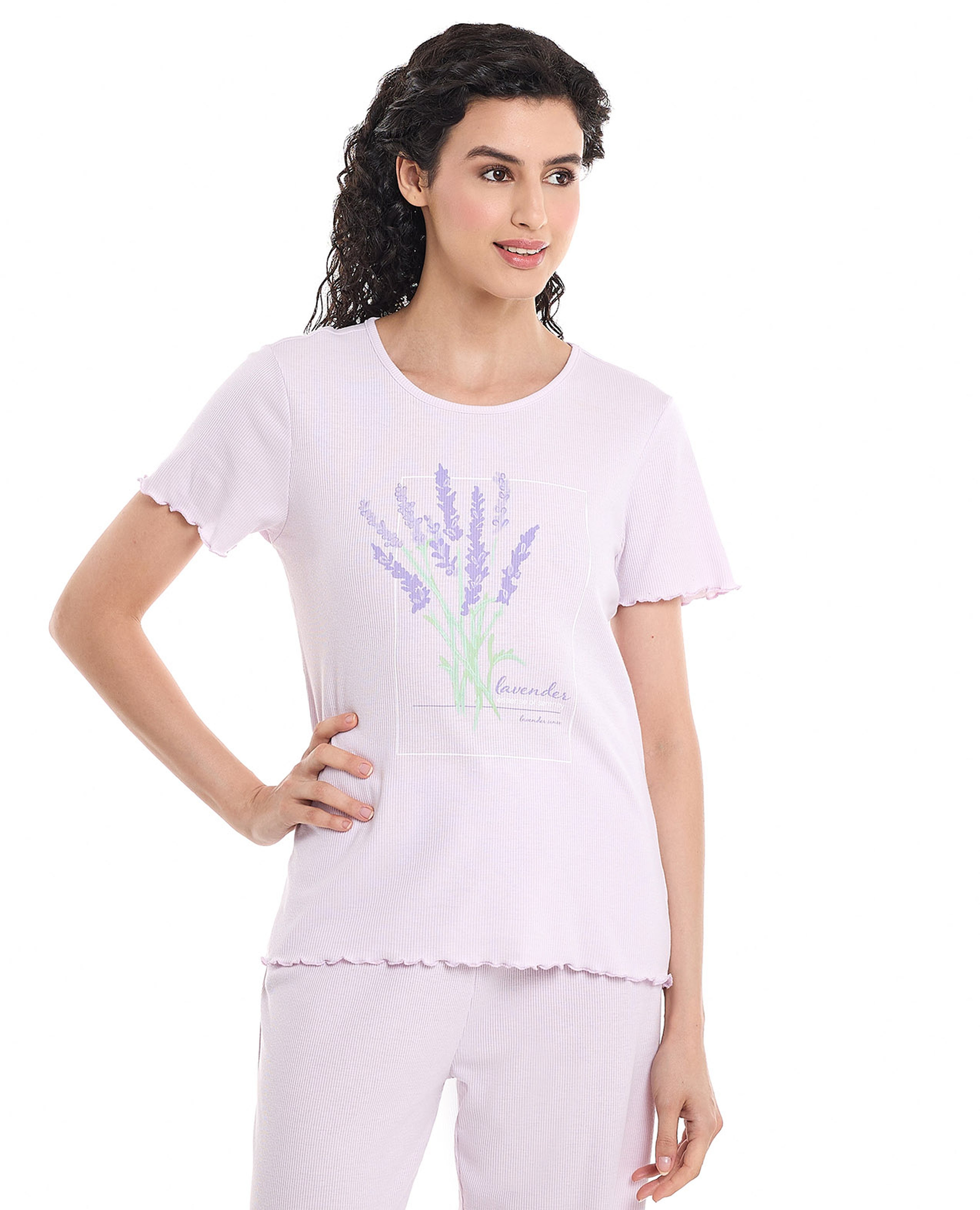 Printed Sleep Top with Short Sleeves