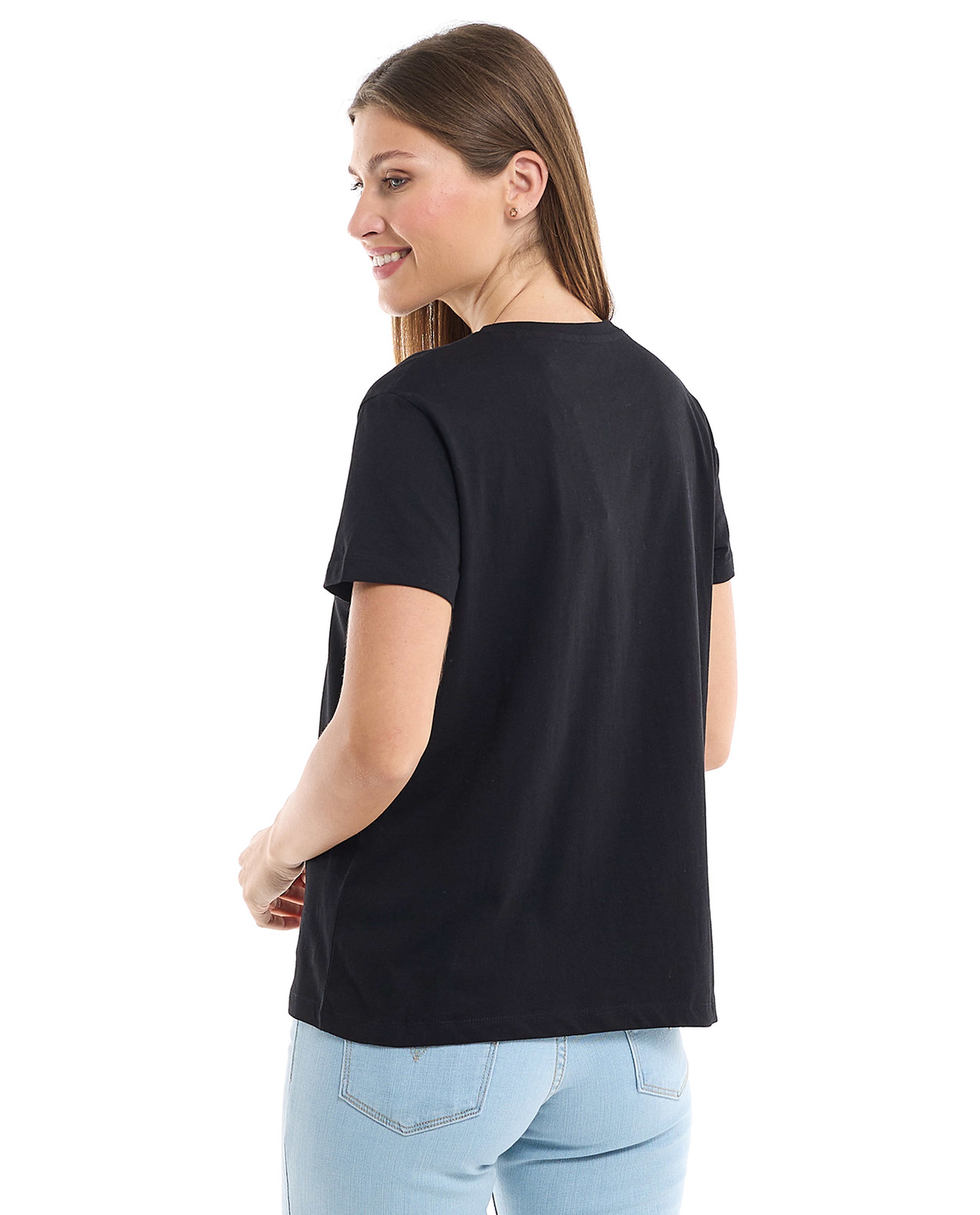 Graphic Print T-Shirt with Crew Neck and Short Sleeves