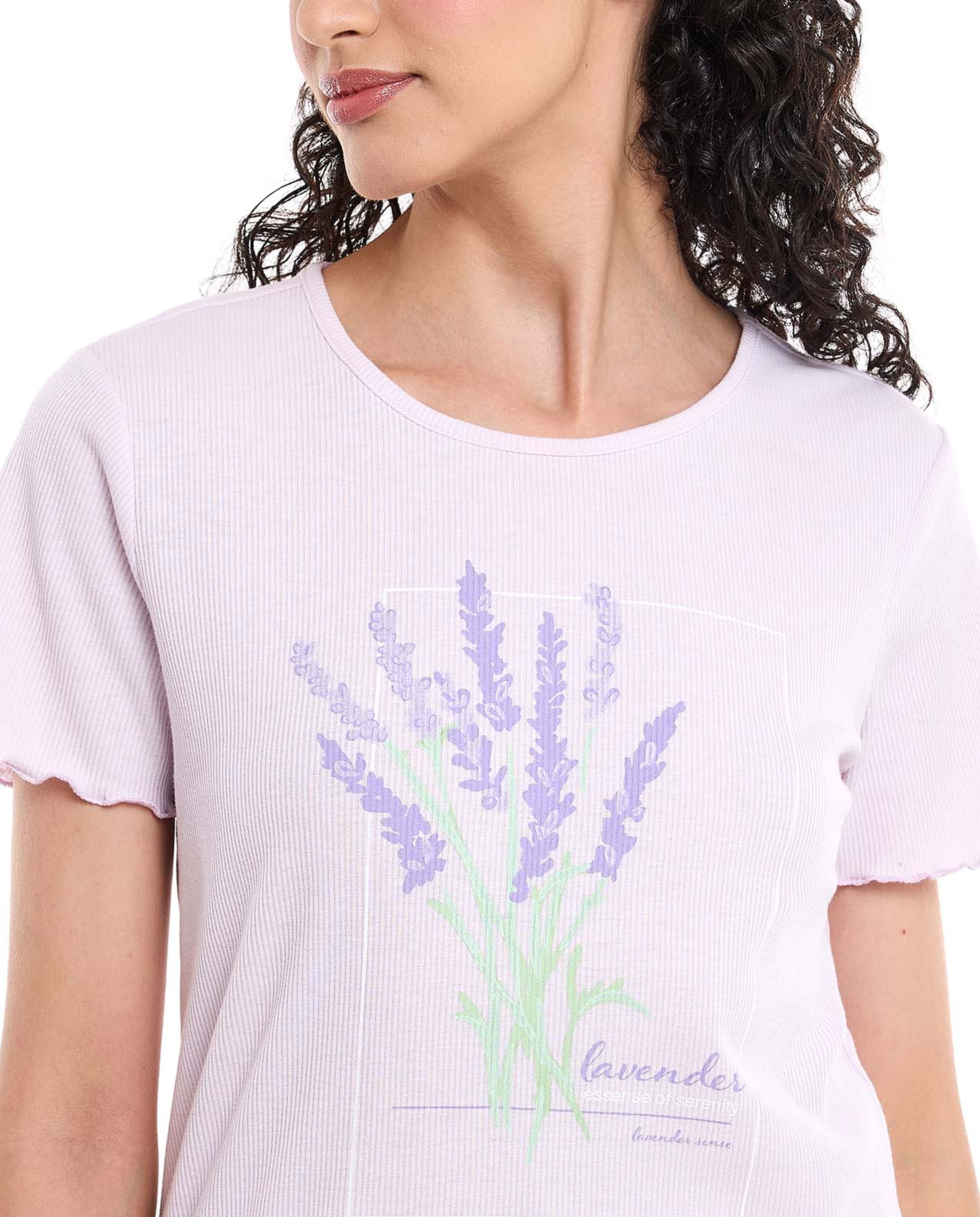 Printed Sleep Top with Short Sleeves