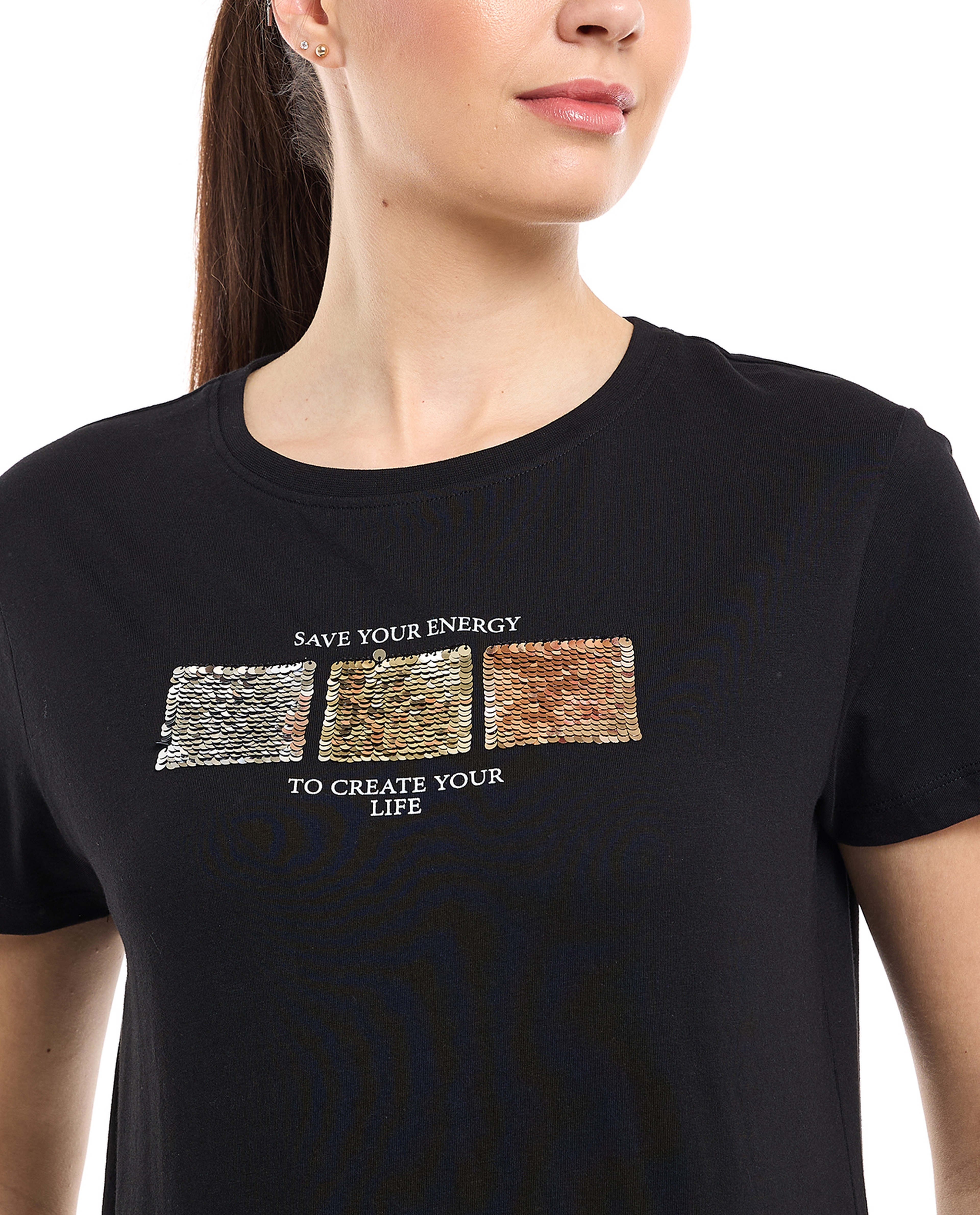 Printed T-Shirt with Crew Neck and Short Sleeves