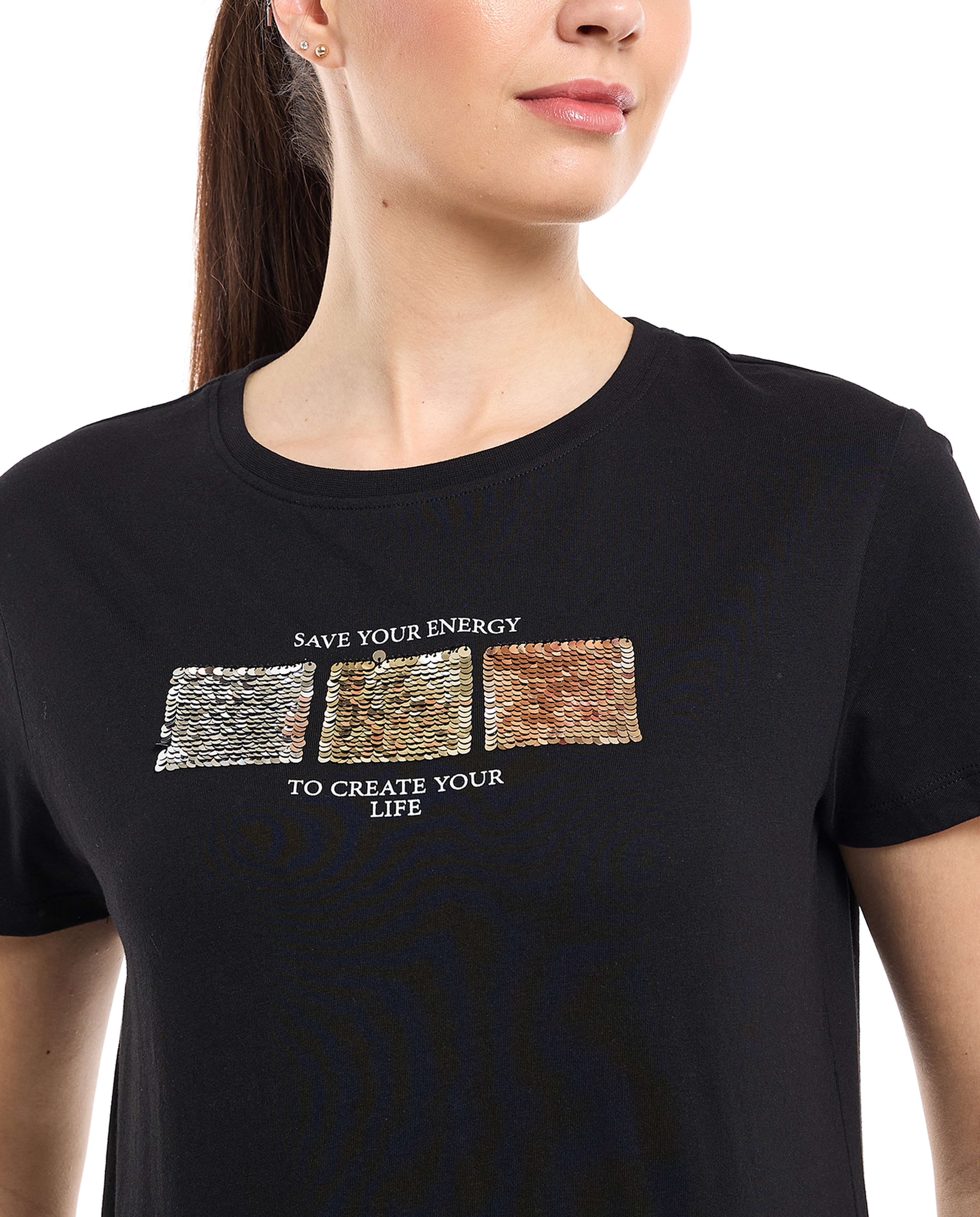 Printed T-Shirt with Crew Neck and Short Sleeves