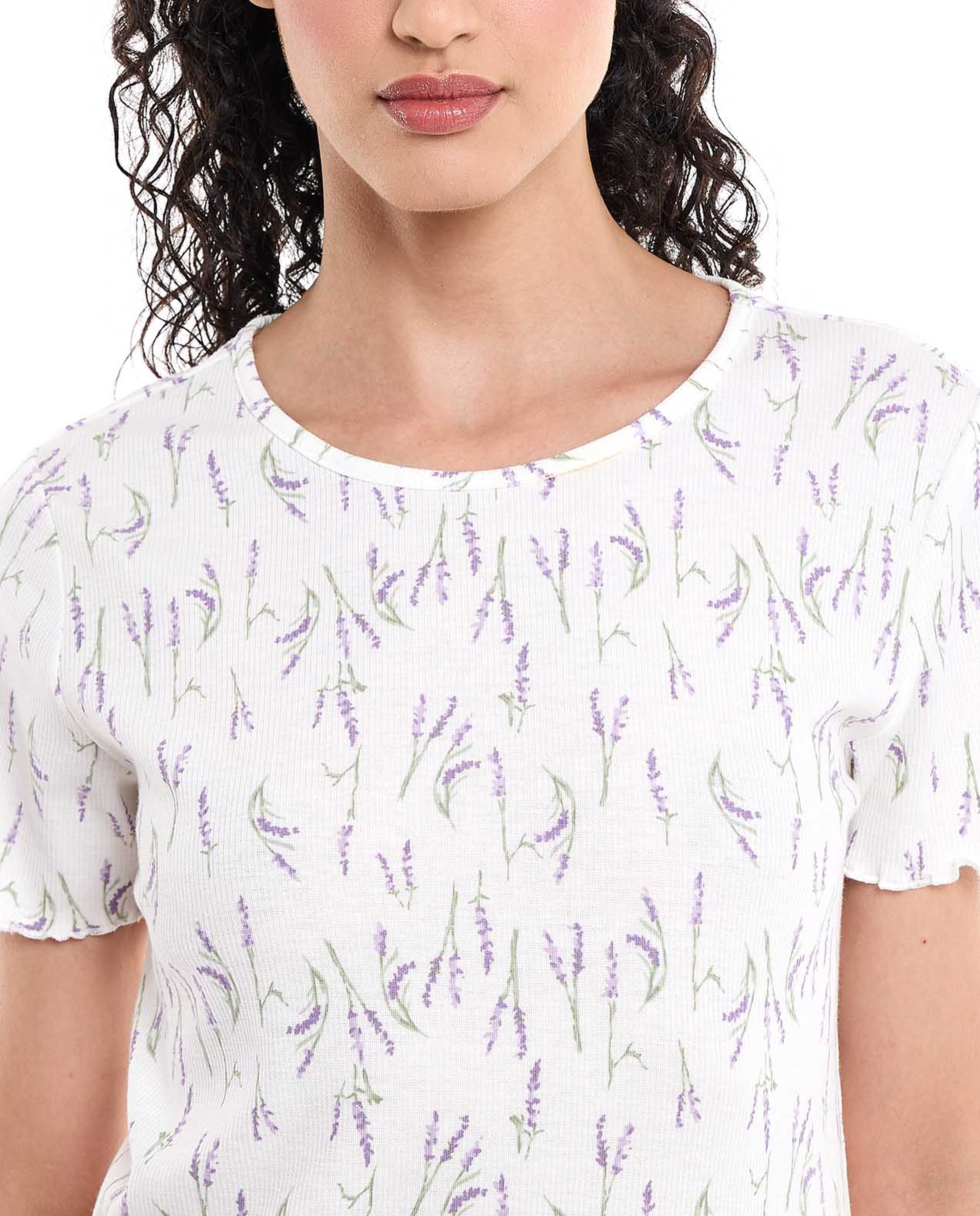 Printed Sleep Top with Short Sleeves