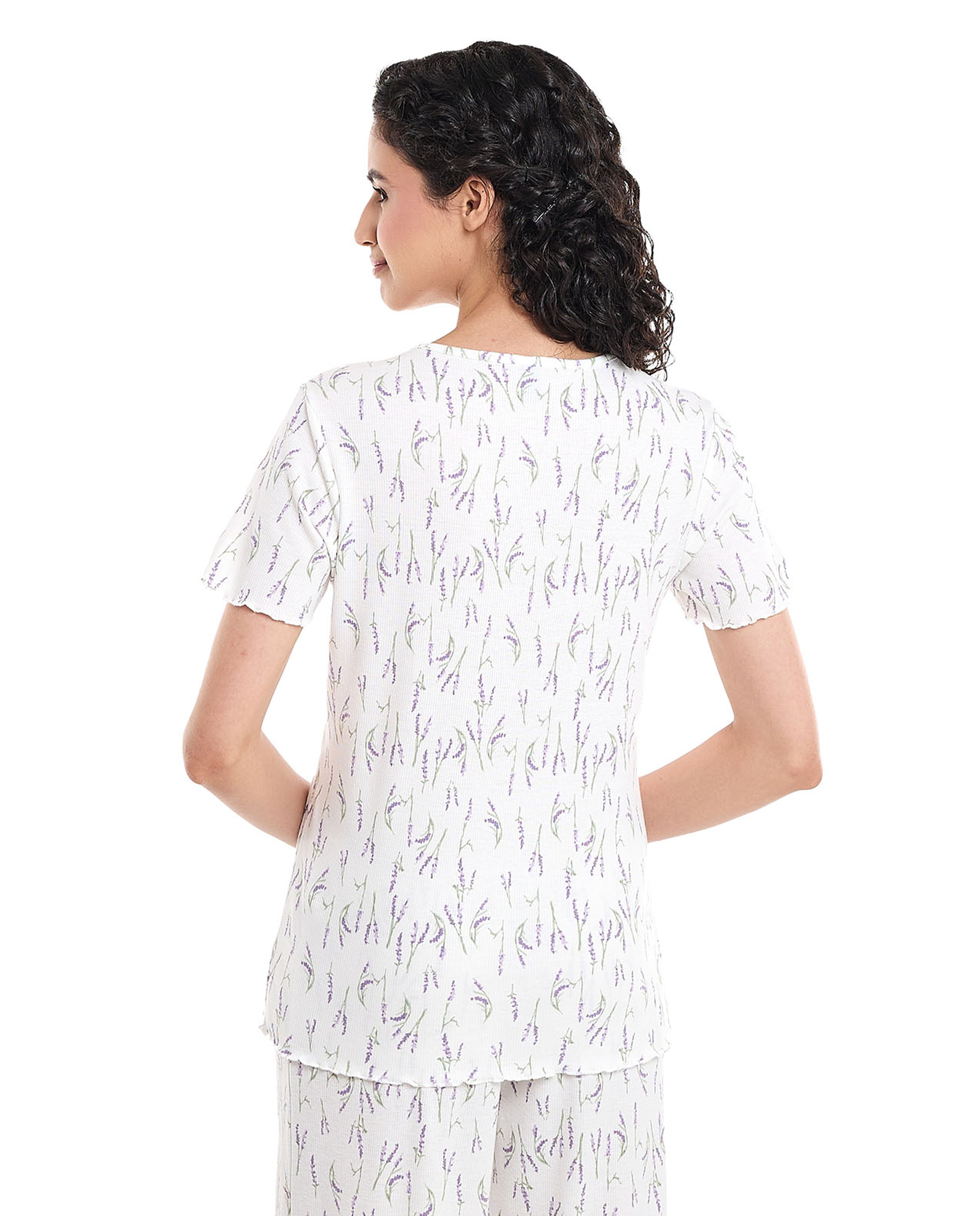 Printed Sleep Top with Short Sleeves