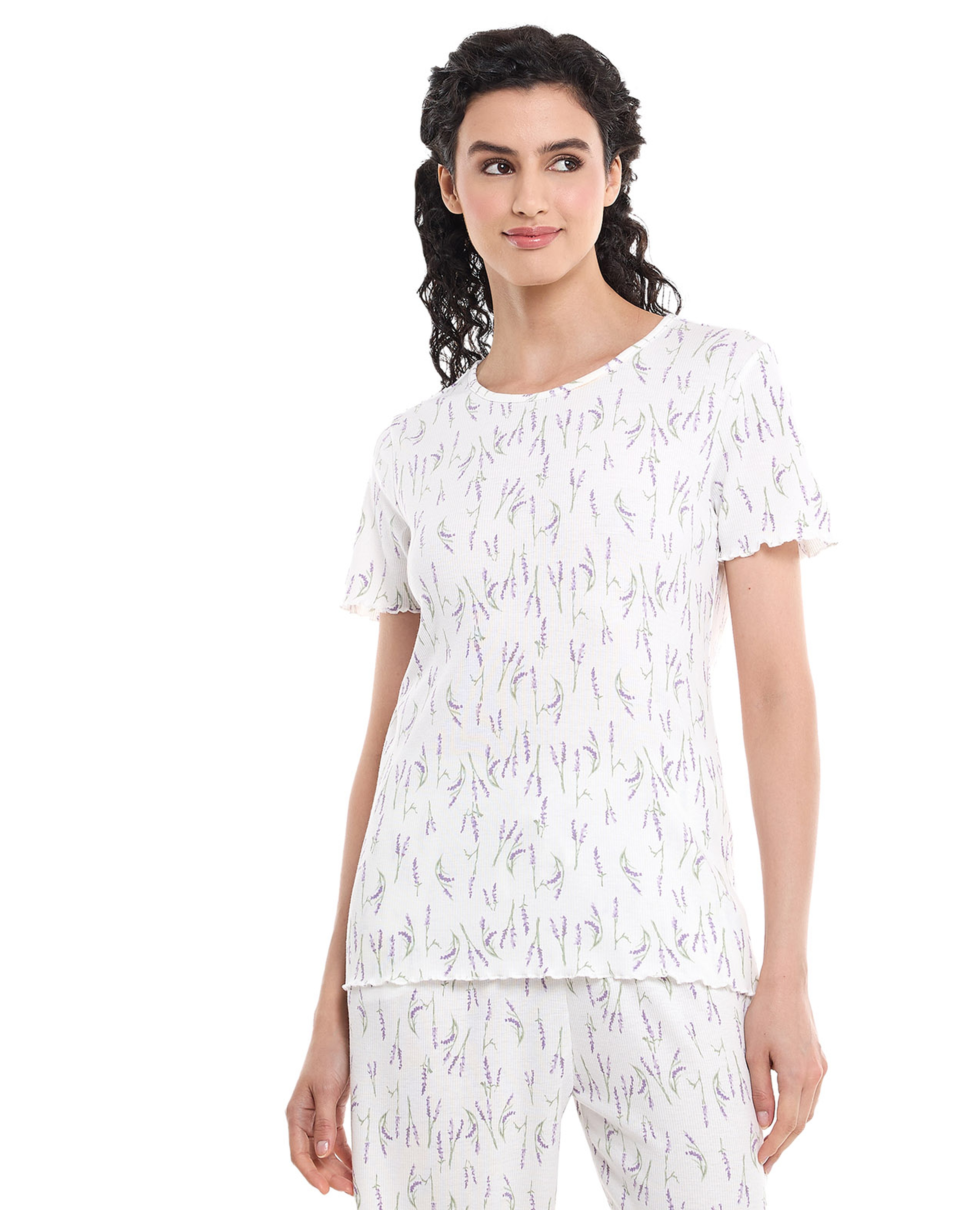 Printed Sleep Top with Short Sleeves