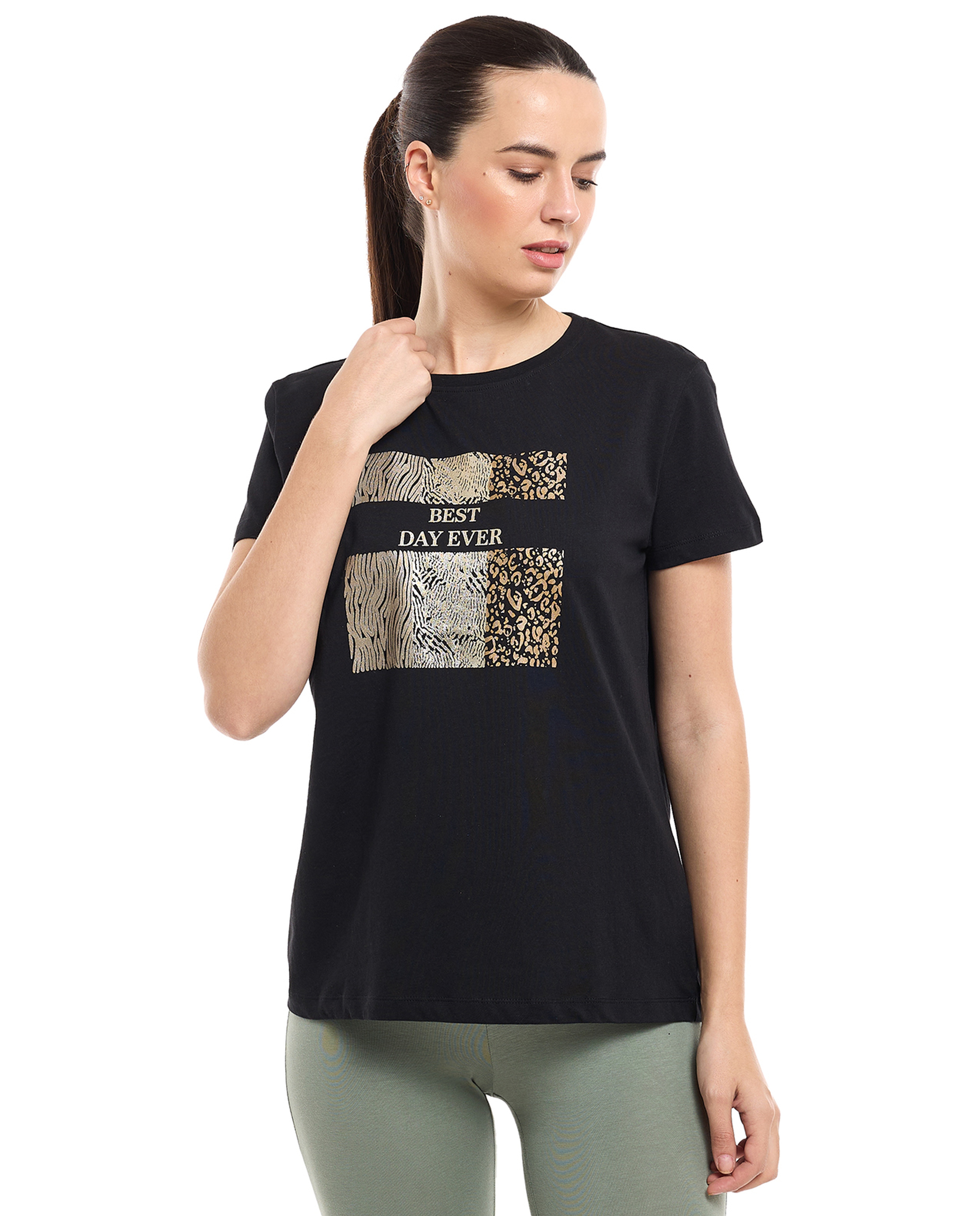 Printed T-Shirt with Crew Neck and Short Sleeves
