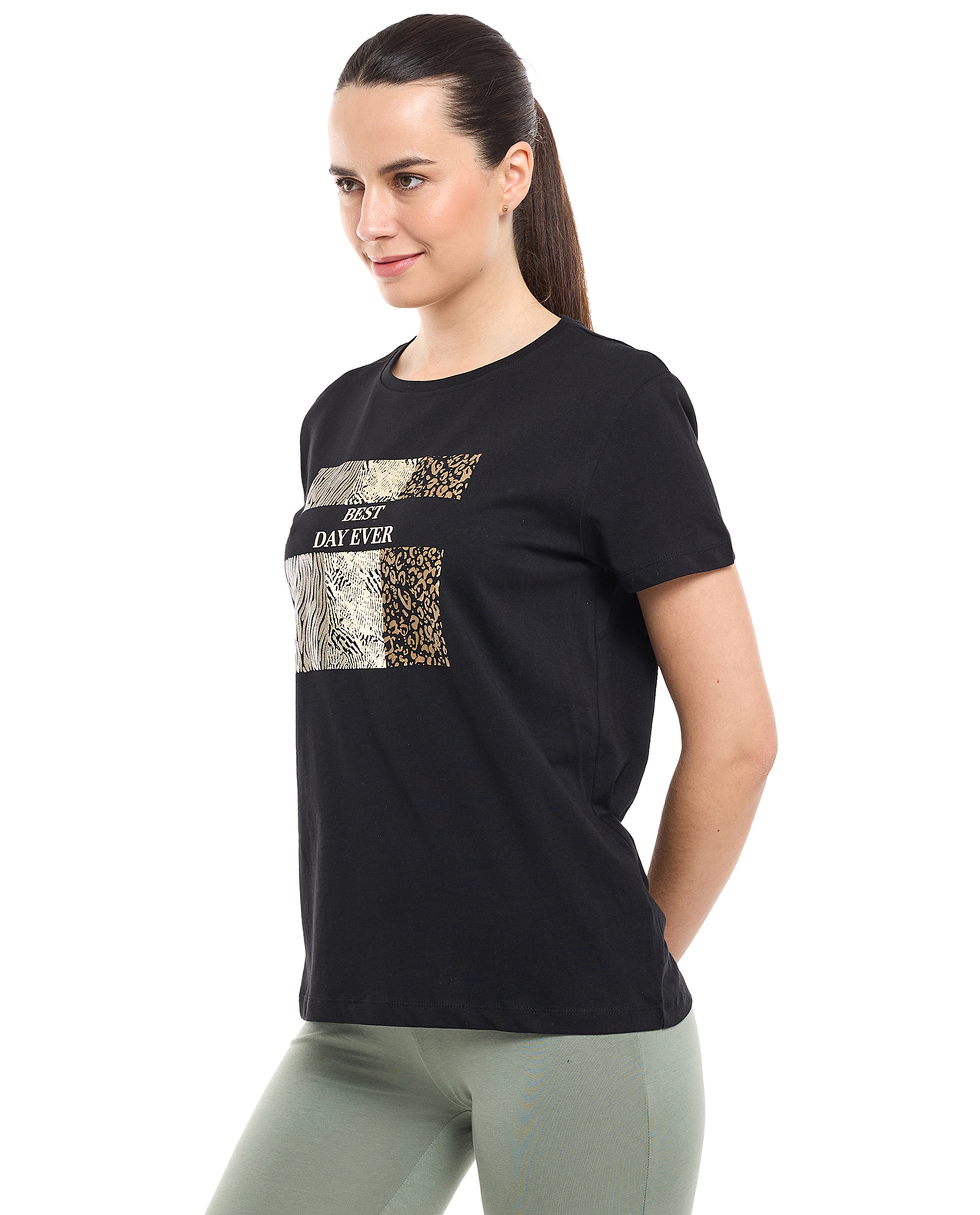 Printed T-Shirt with Crew Neck and Short Sleeves