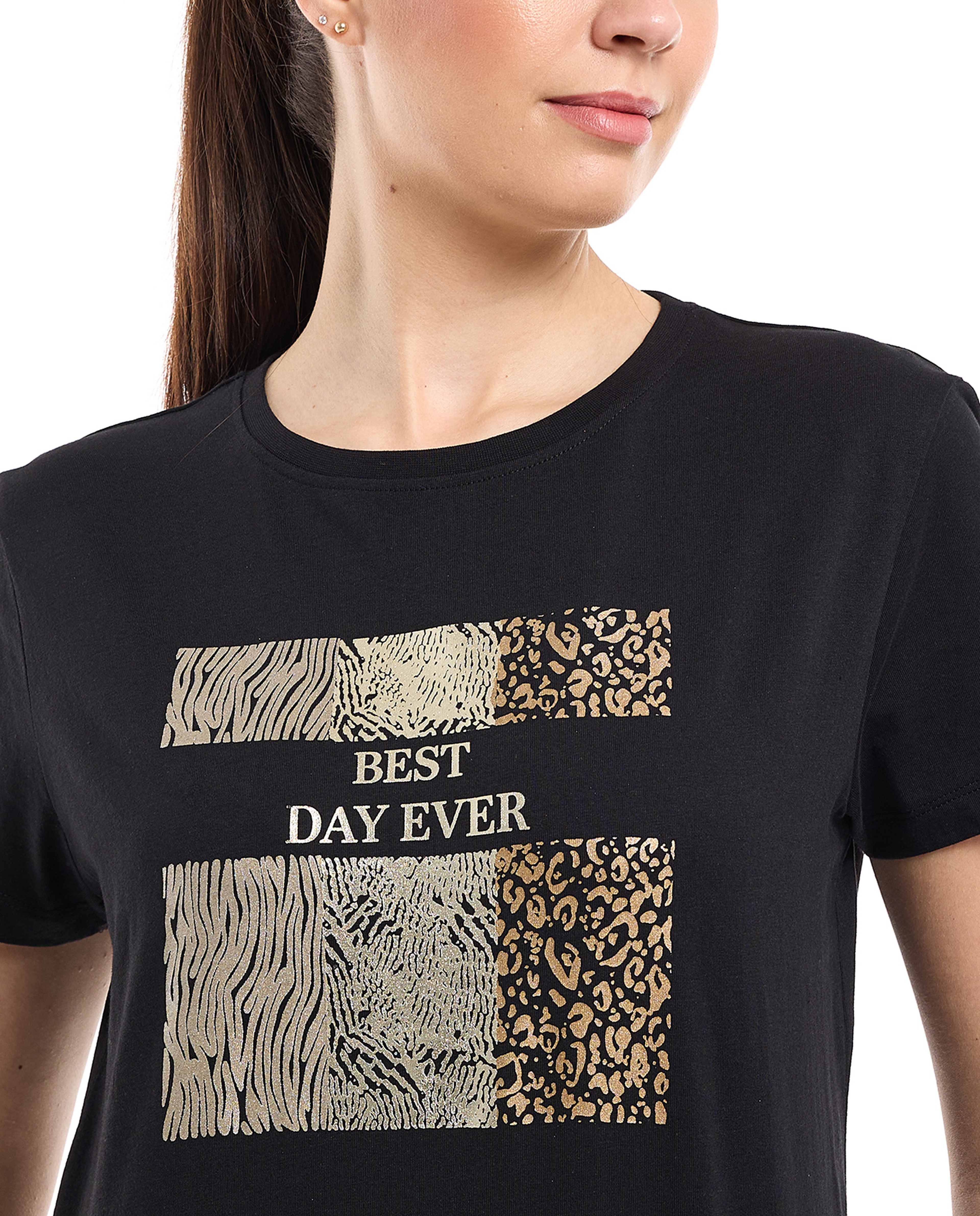 Printed T-Shirt with Crew Neck and Short Sleeves