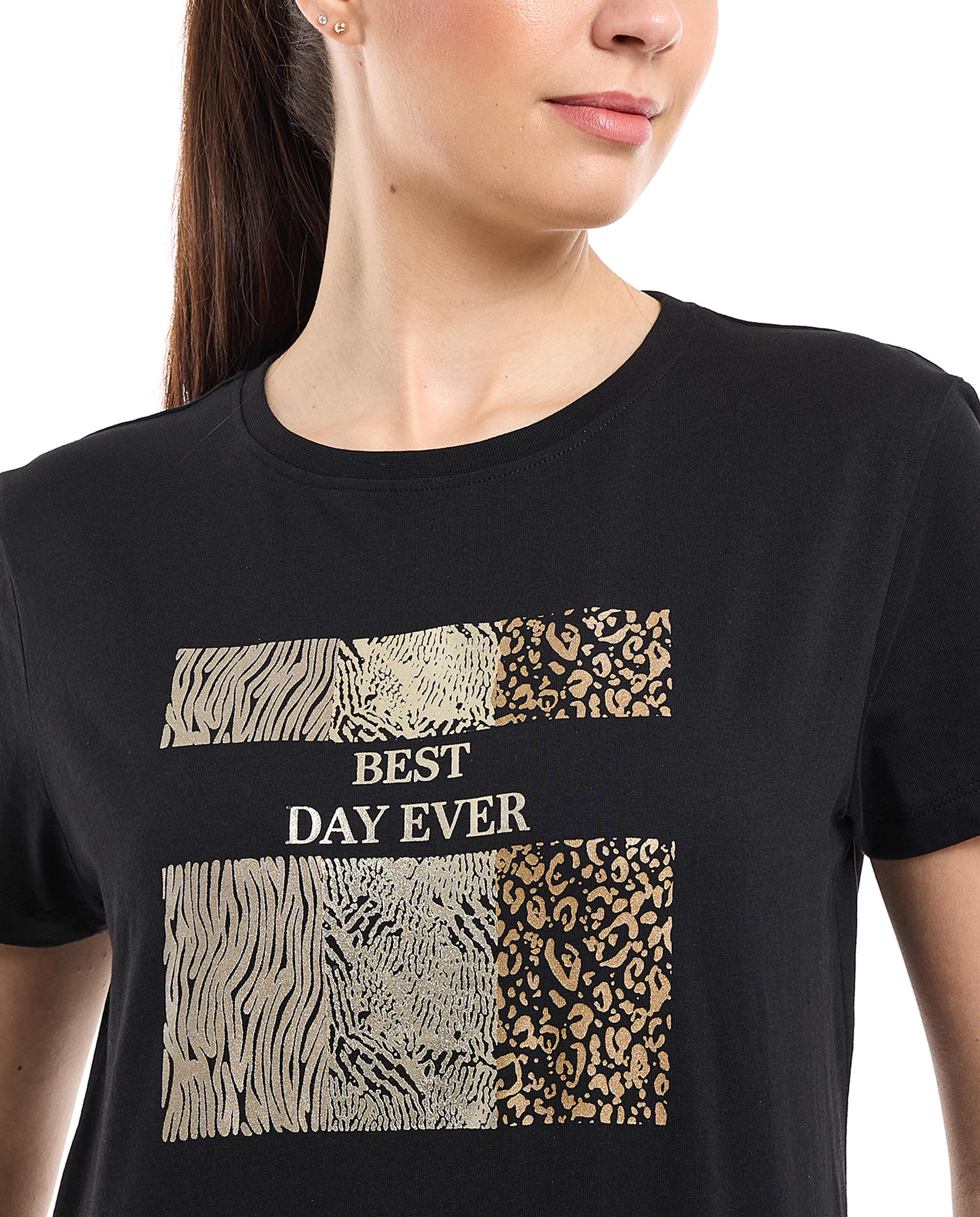 Printed T-Shirt with Crew Neck and Short Sleeves