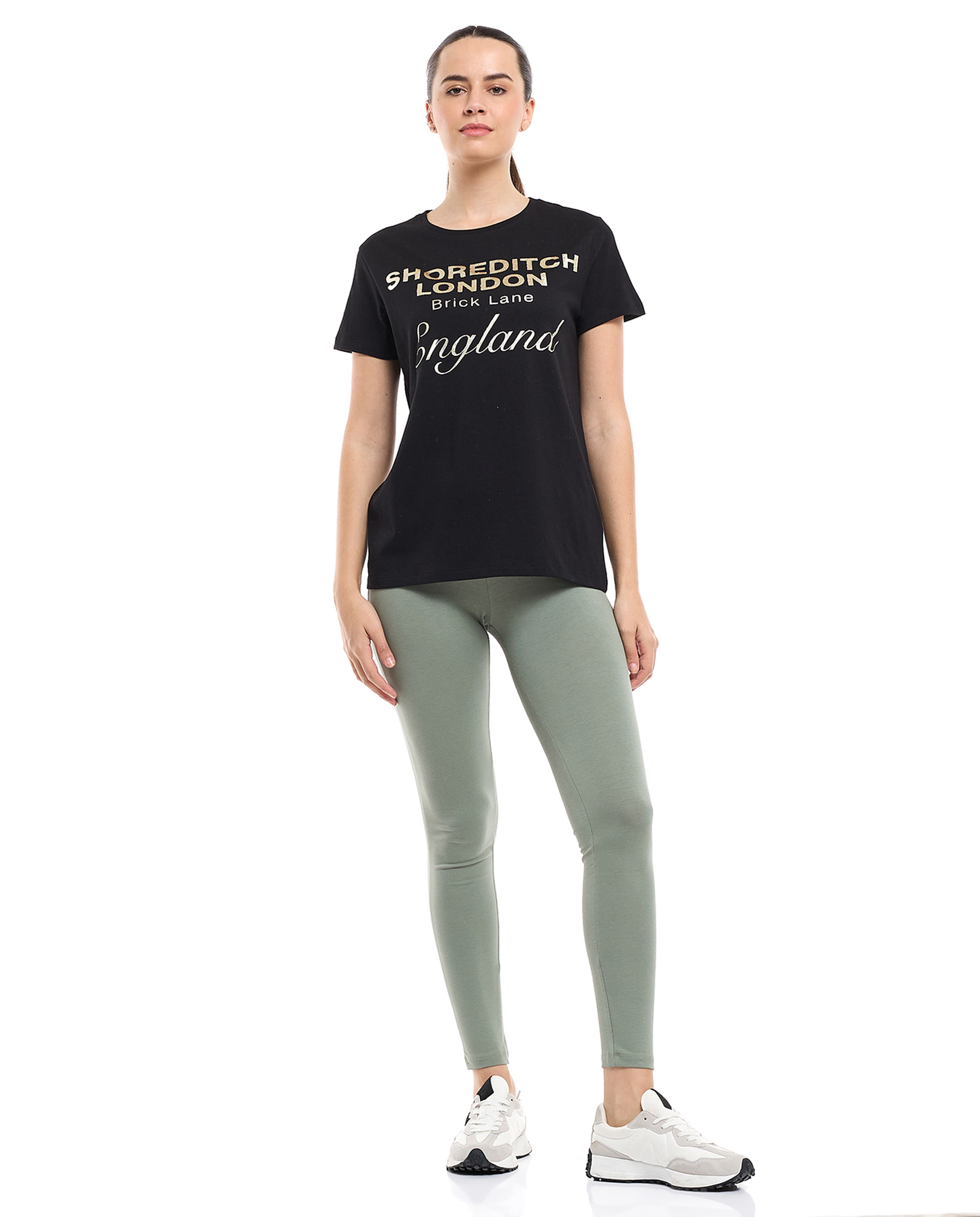 Typography Print T-Shirt with Crew Neck and Short Sleeves