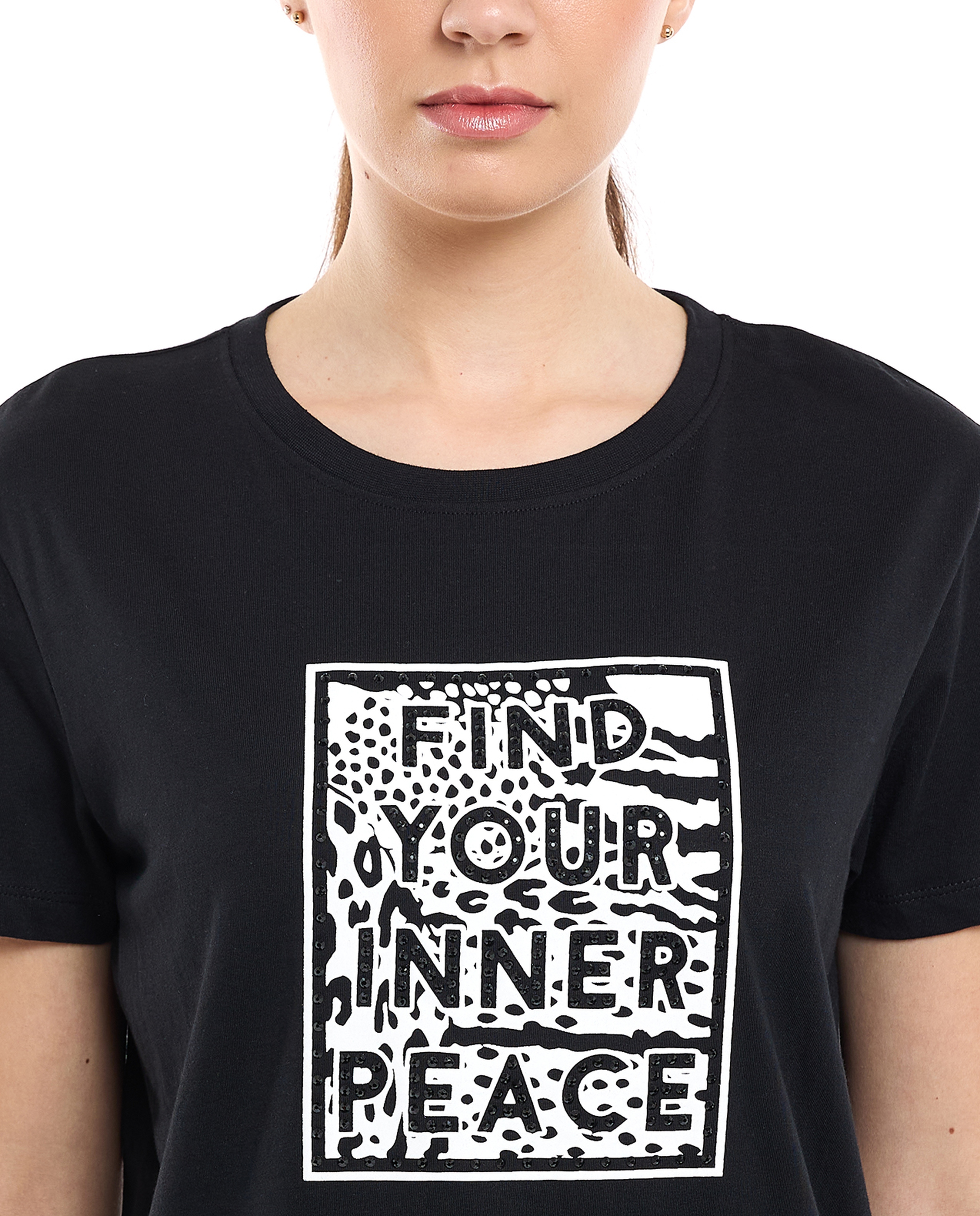 Embellished T-Shirt with Crew Neck and Short Sleeves