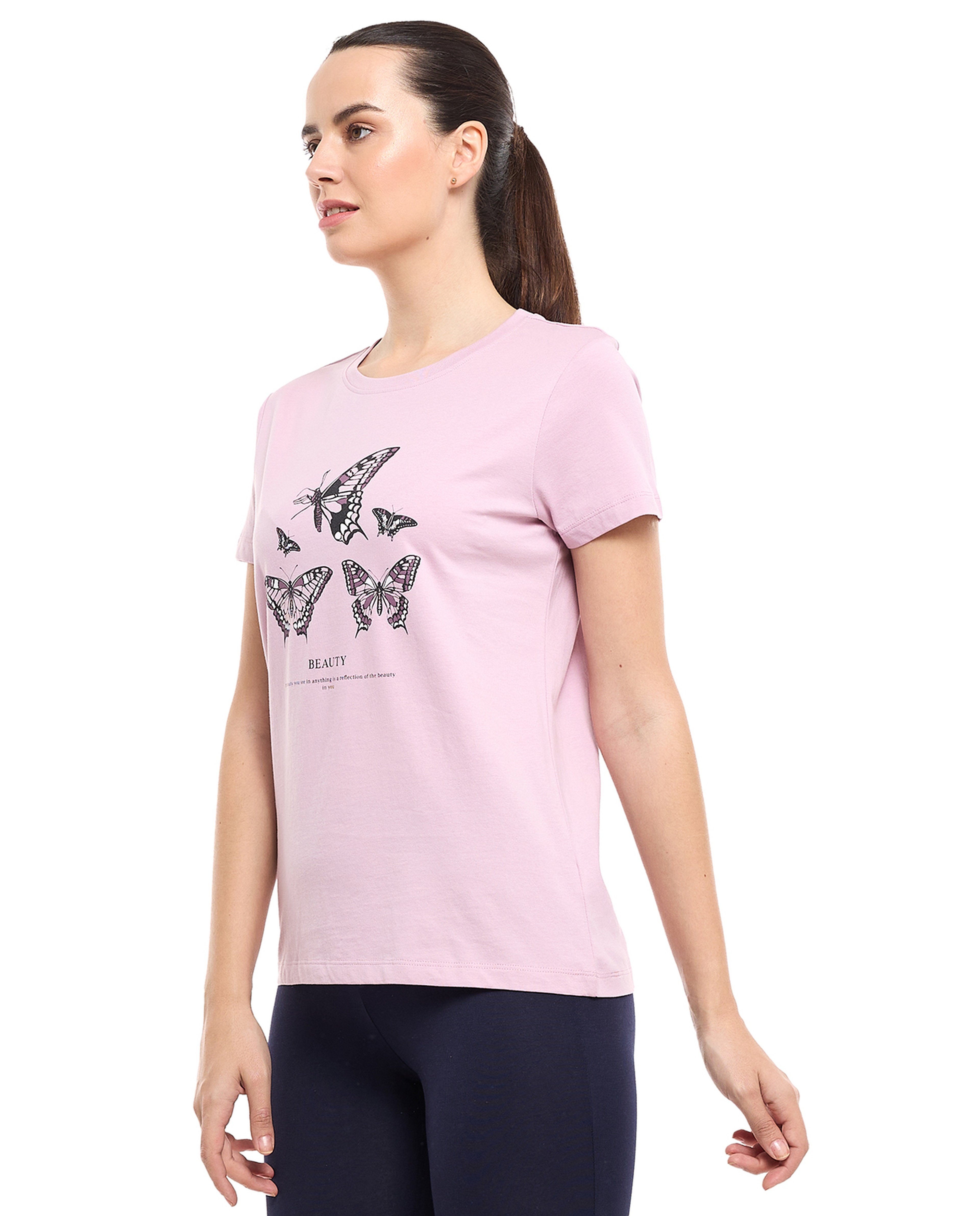 Graphic Print T-Shirt with Crew Neck and Short Sleeves