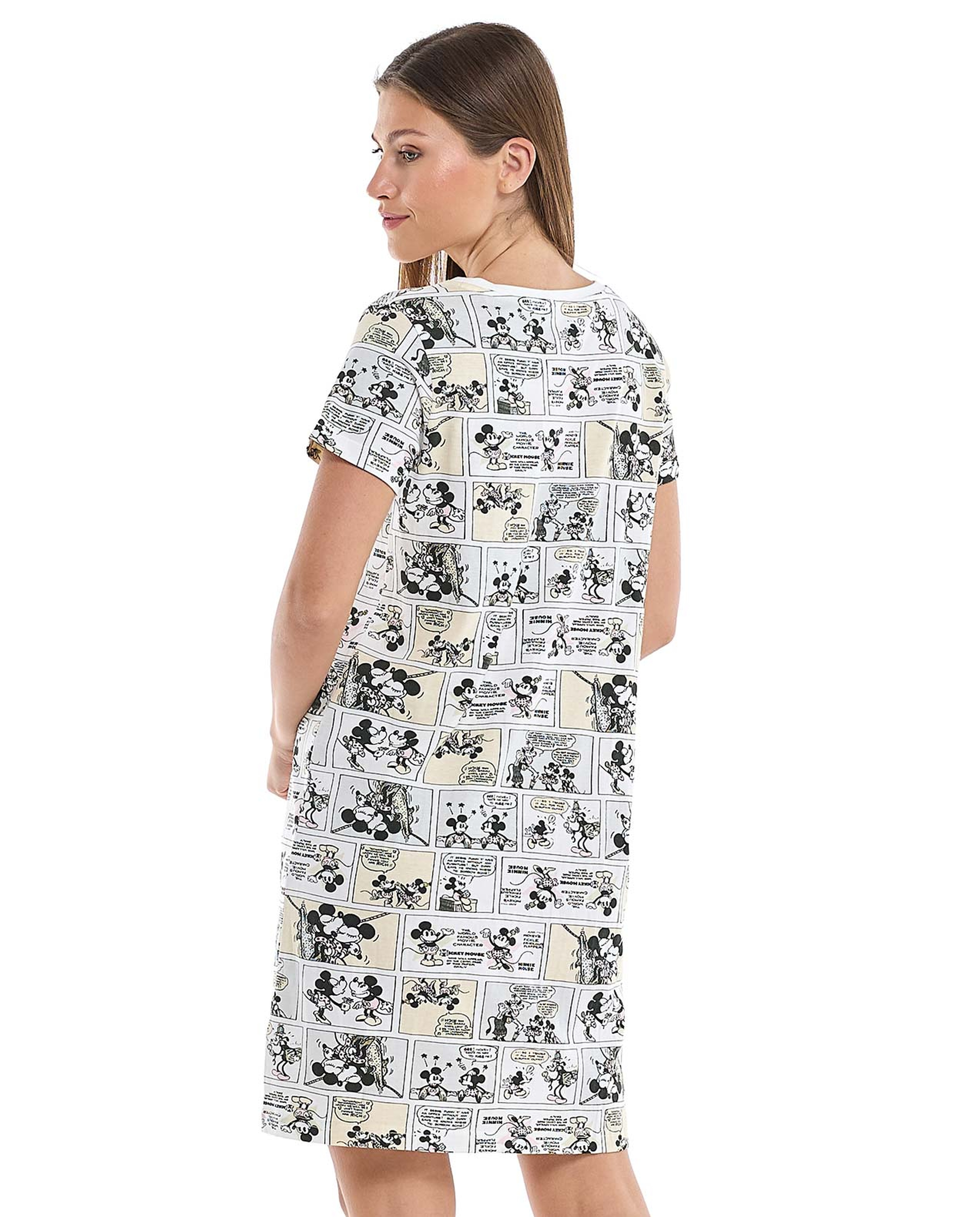 Mickey Mouse Print Nightdress with Short Sleeves