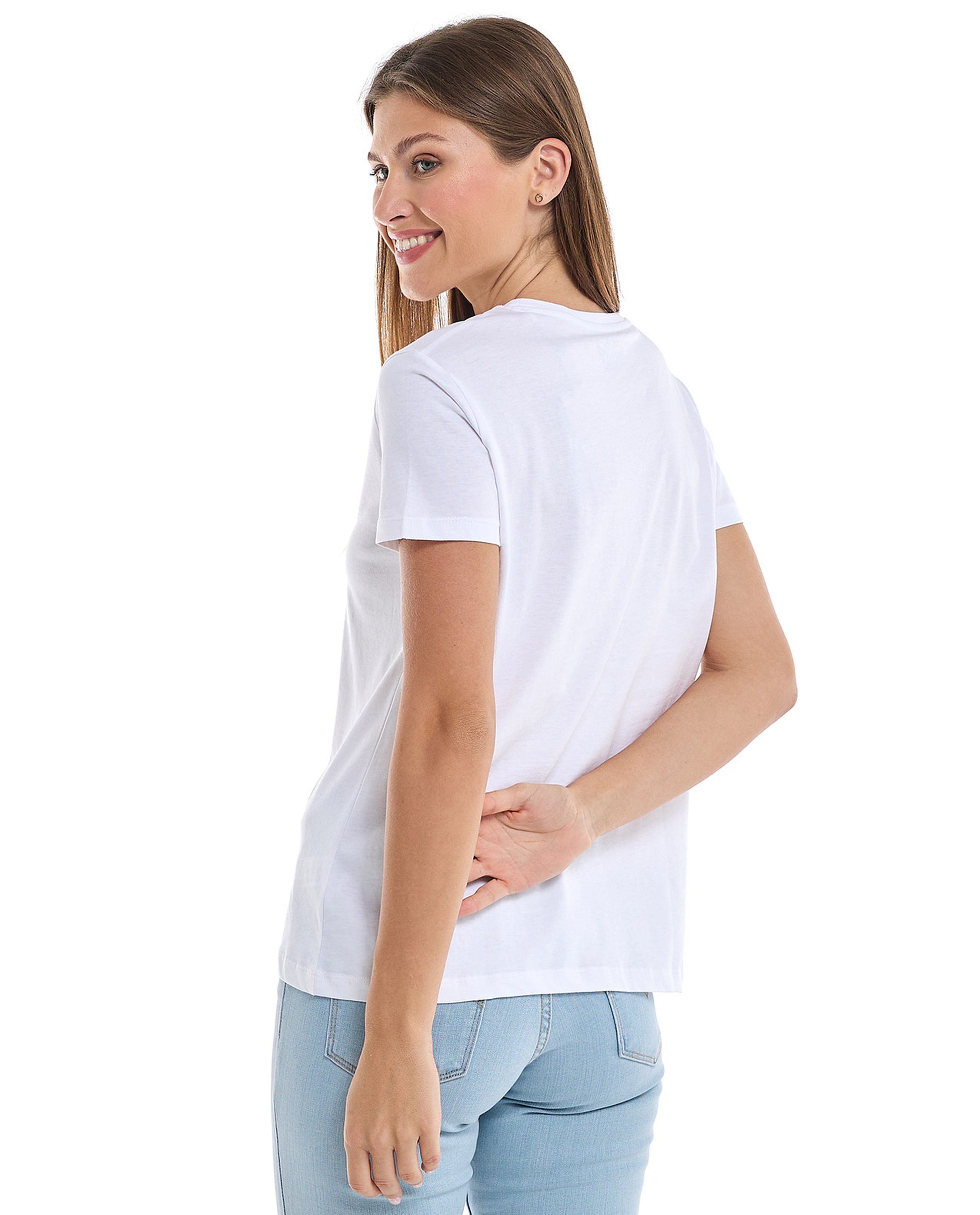 Graphic Print T-Shirt with Crew Neck and Short Sleeves