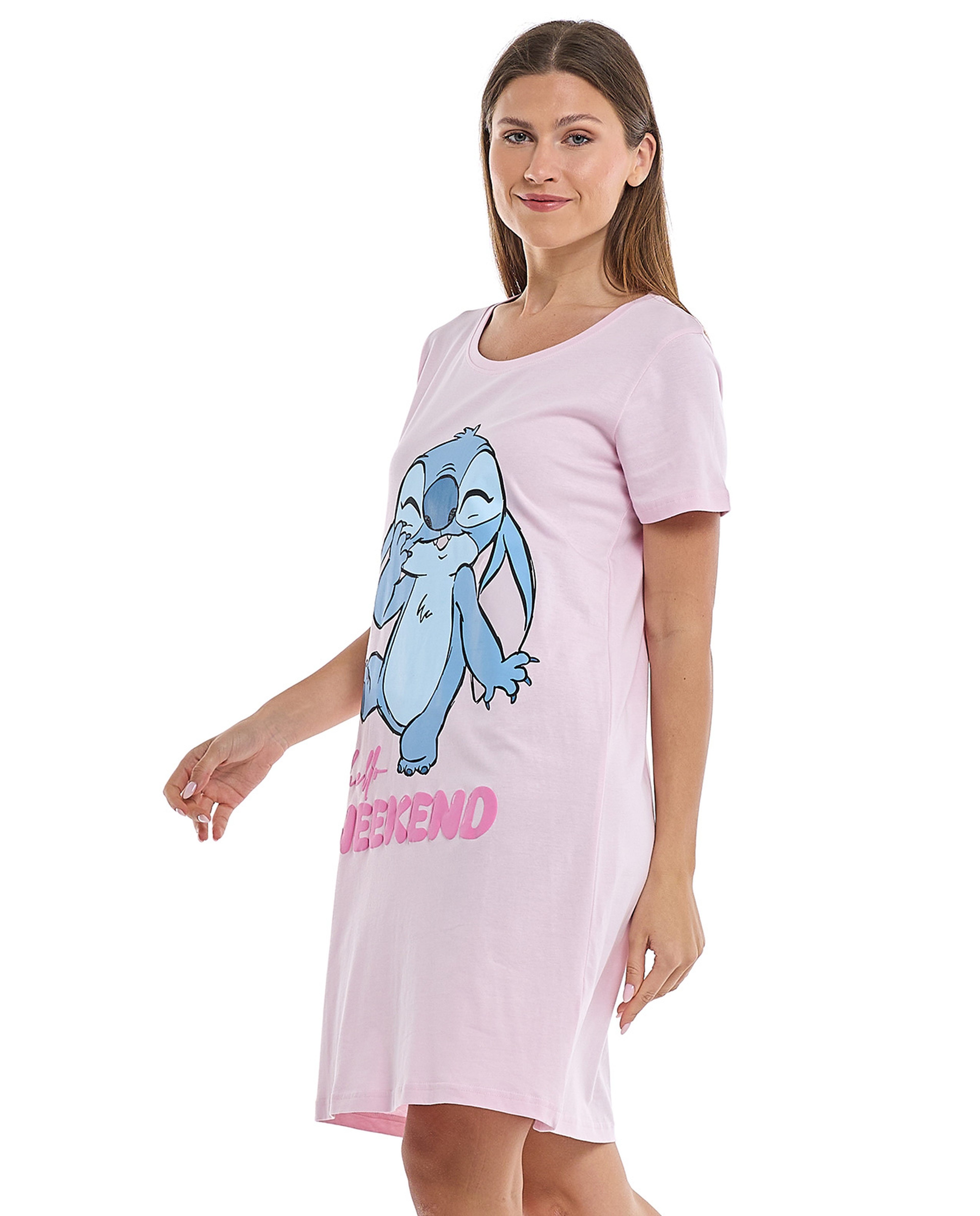 Stitch Print Nightdress with Short Sleeves