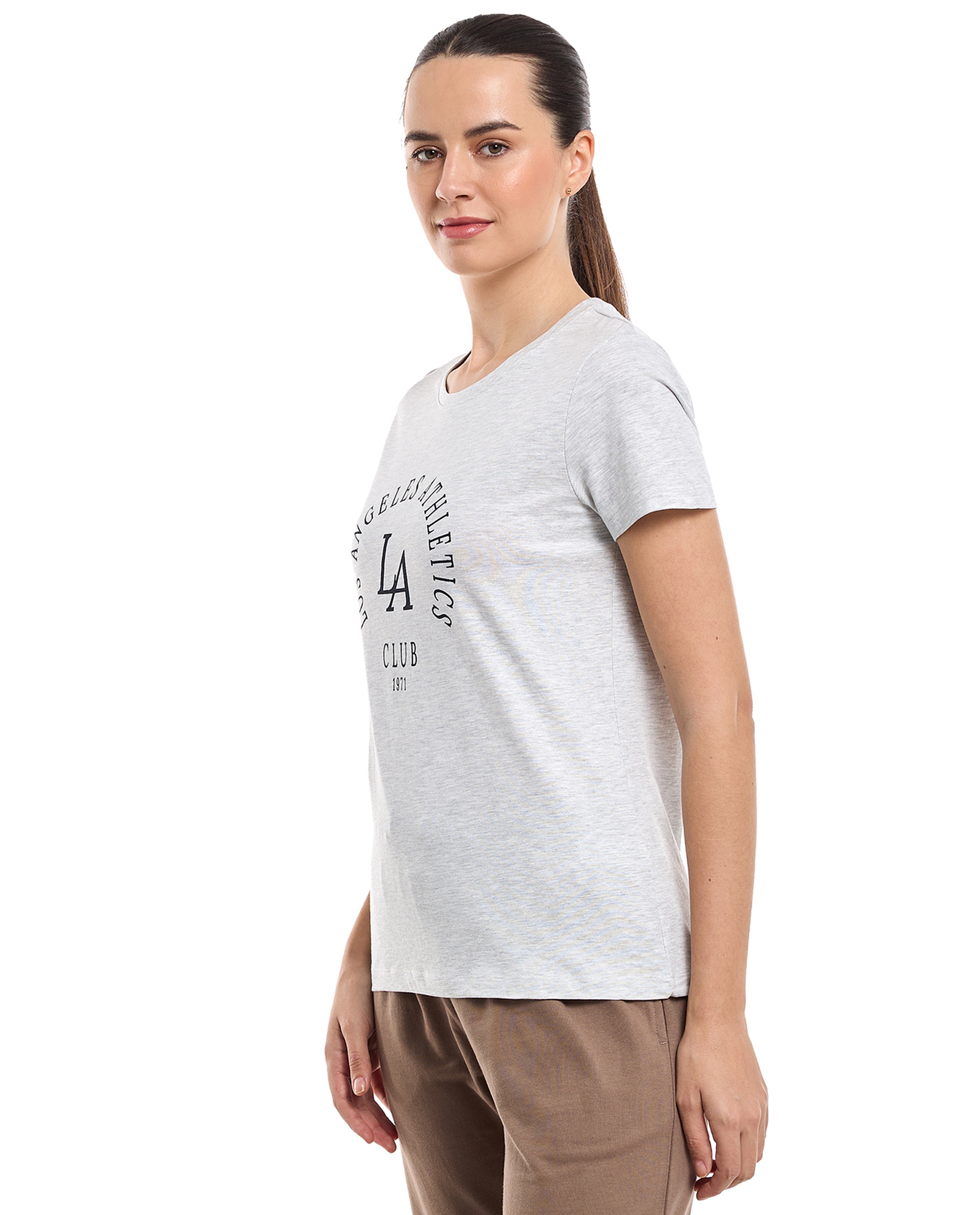 Typography Print T-Shirt with Crew Neck and Short Sleeves