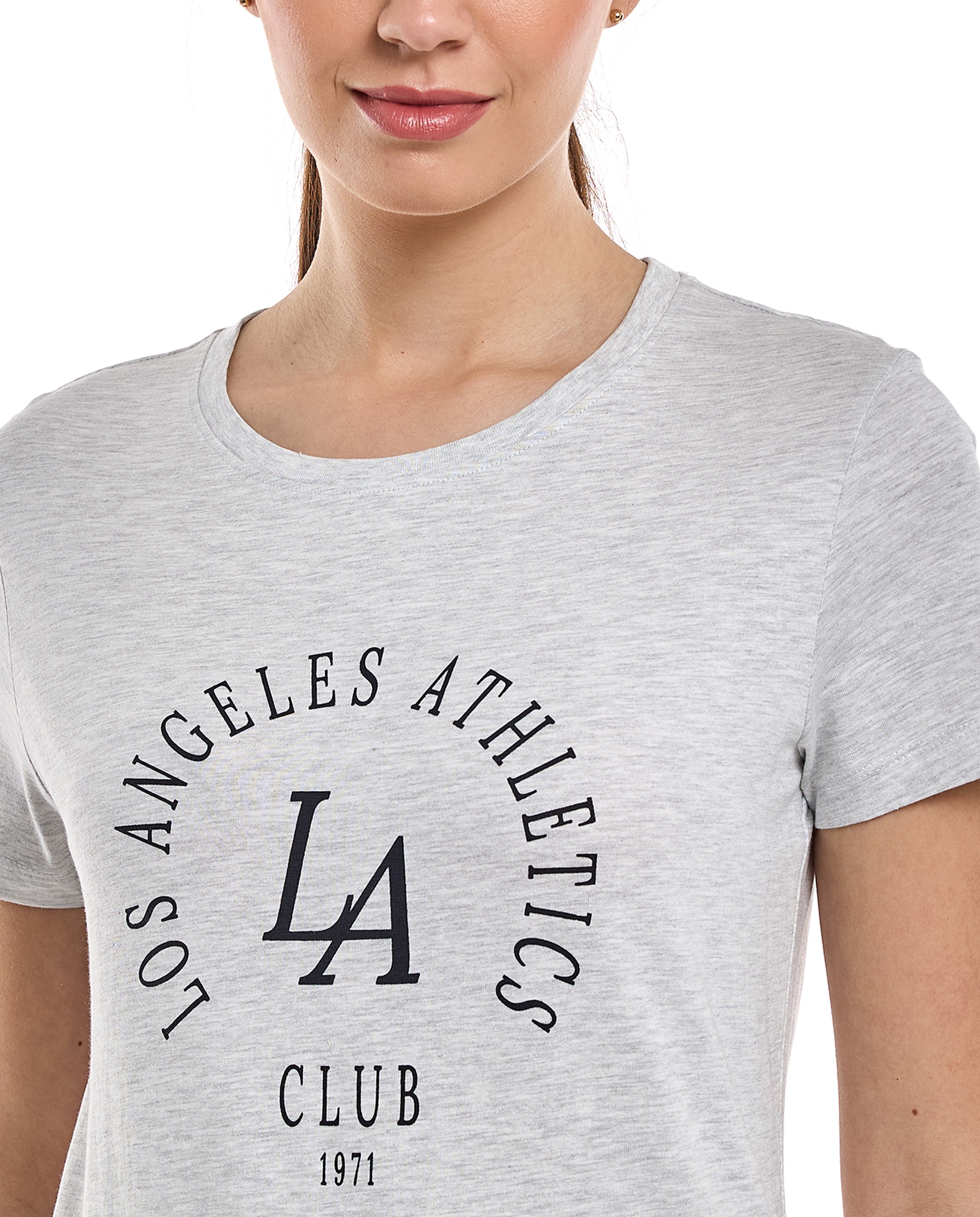 Typography Print T-Shirt with Crew Neck and Short Sleeves