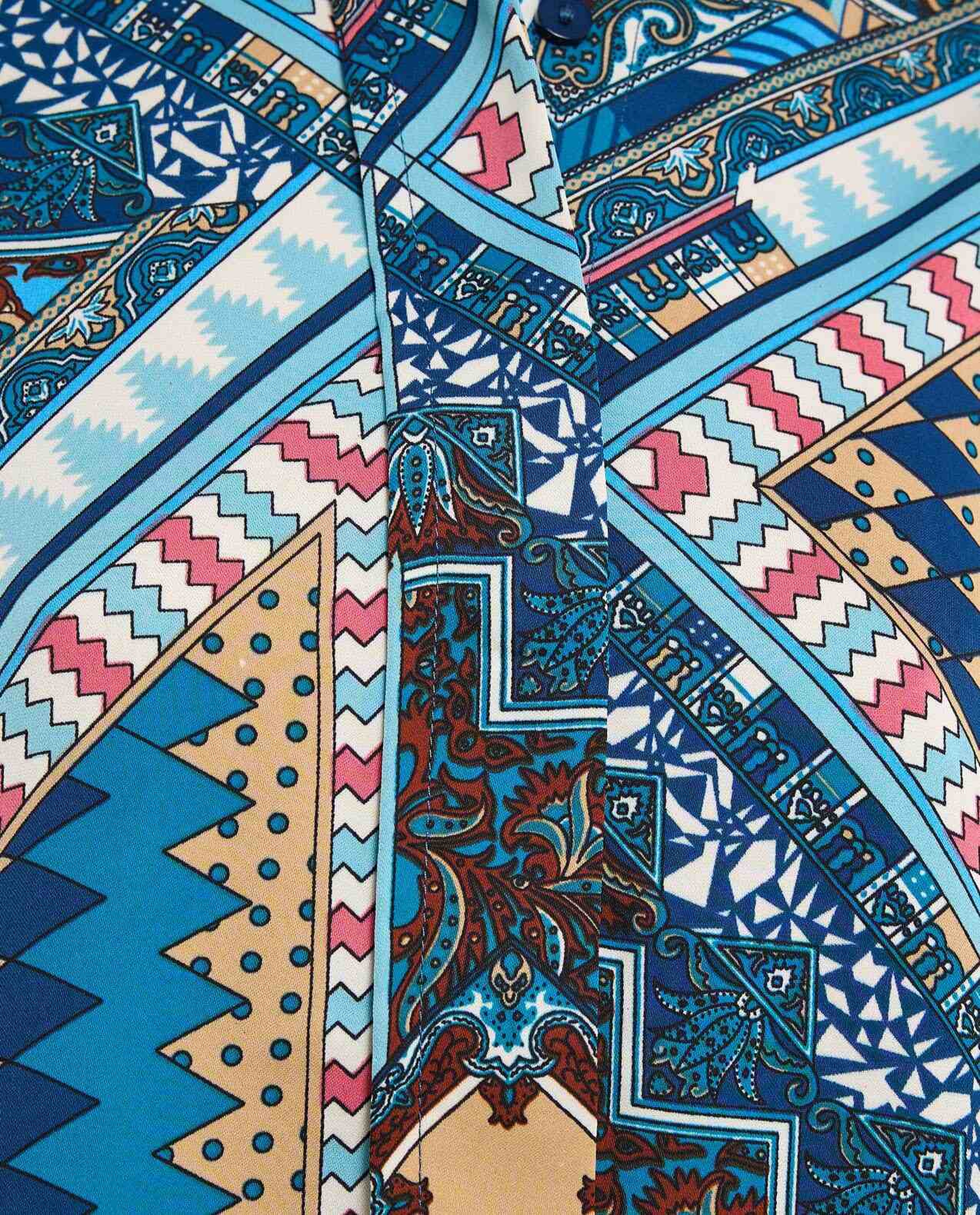 Patterned Shirt with Classic Collar and 3/4 Sleeves