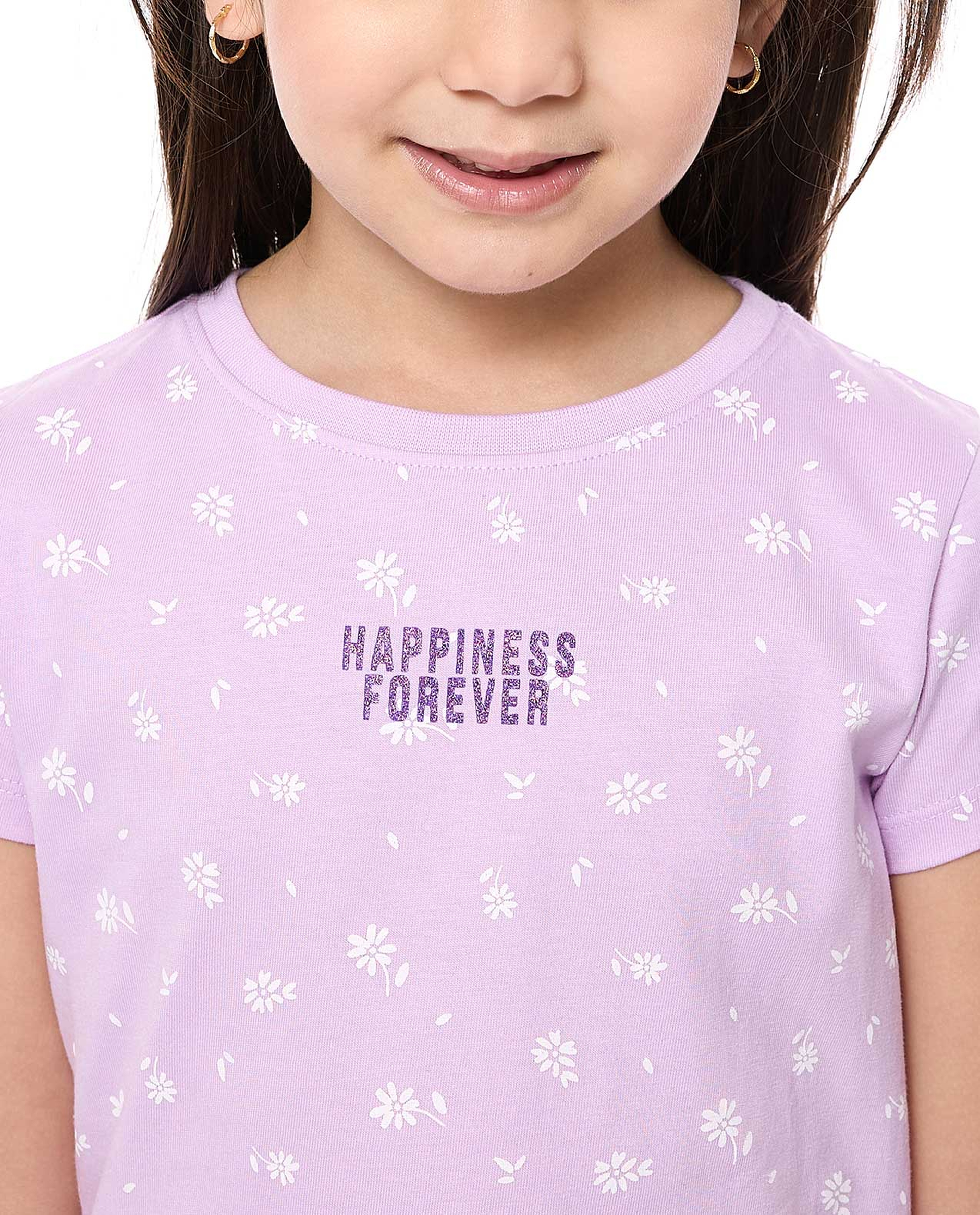 Printed T-Shirt with Crew Neck and Short Sleeves