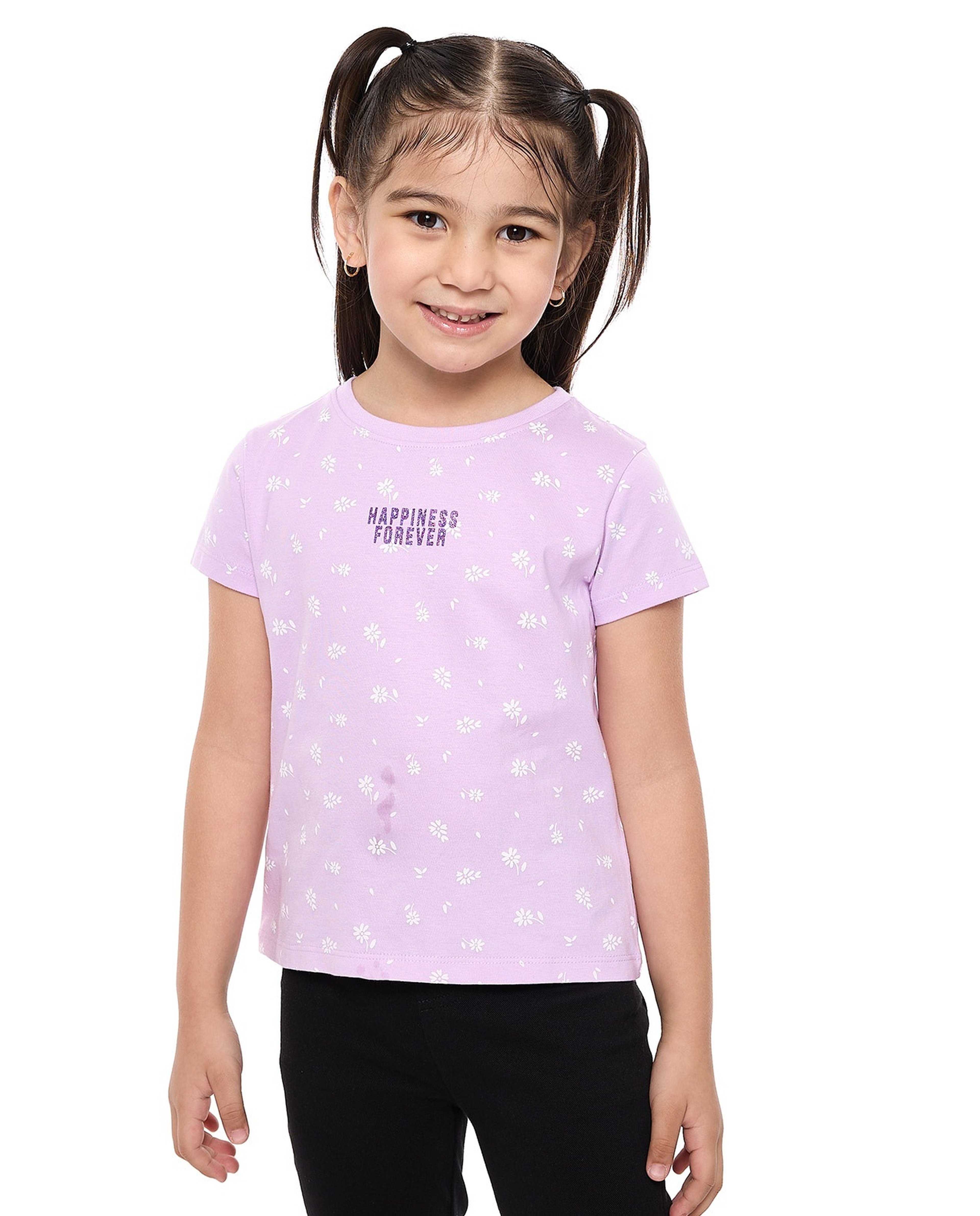 Printed T-Shirt with Crew Neck and Short Sleeves